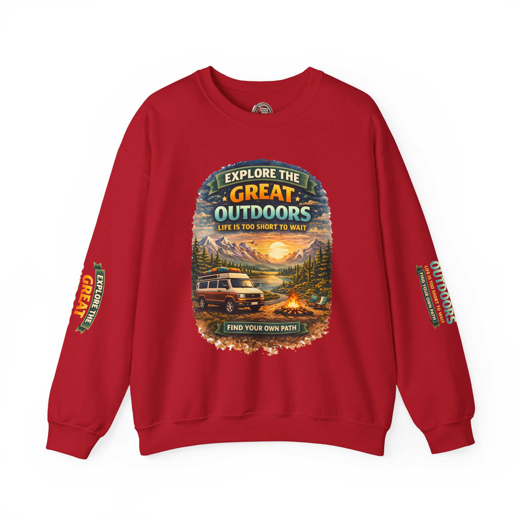 Unisex Heavy Blend™ Crewneck Sweatshirt — "Explore The Great Outdoors" Design Scenic-Line