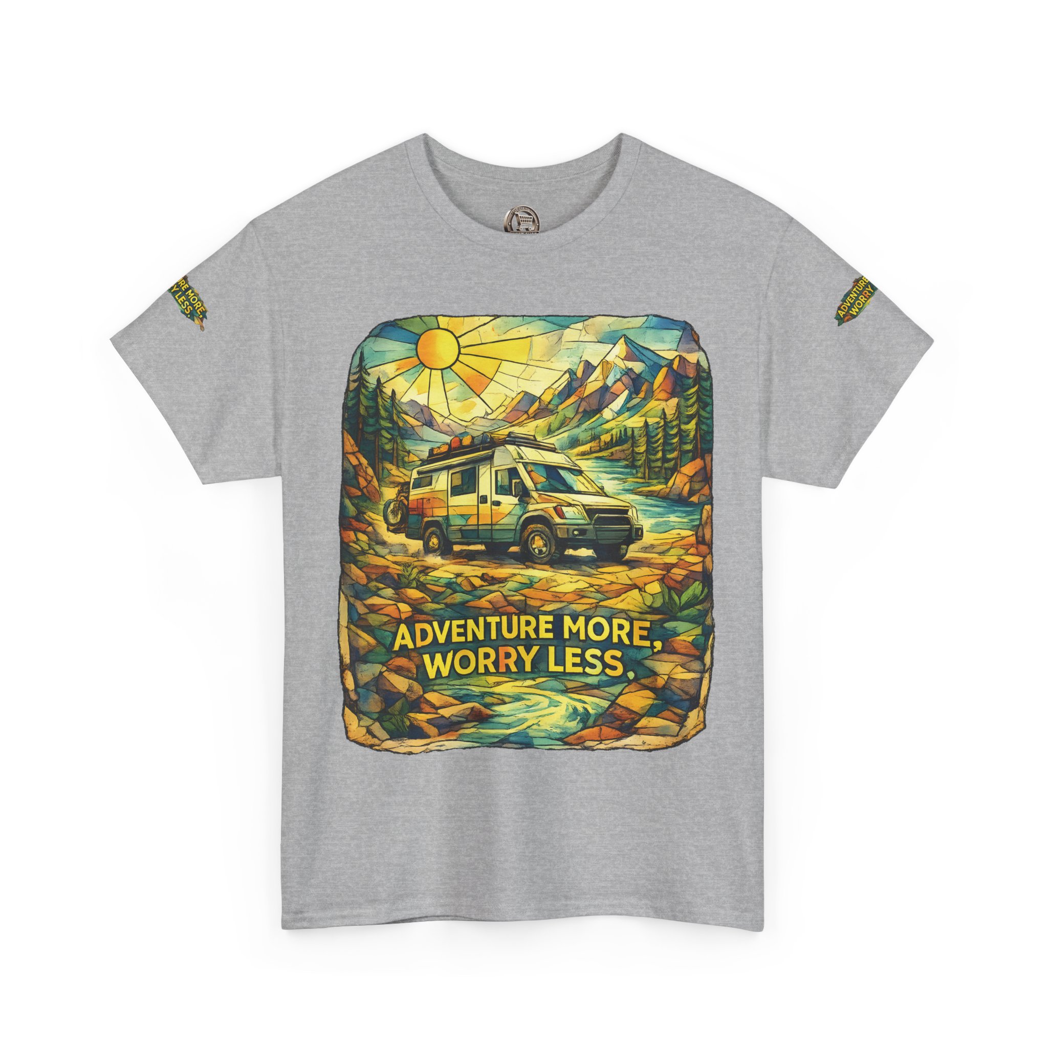 15781684476753439194_2048.jpeg Unisex Heavy Cotton Tee — "Adventure More Worry Less" Design Cubic-Line