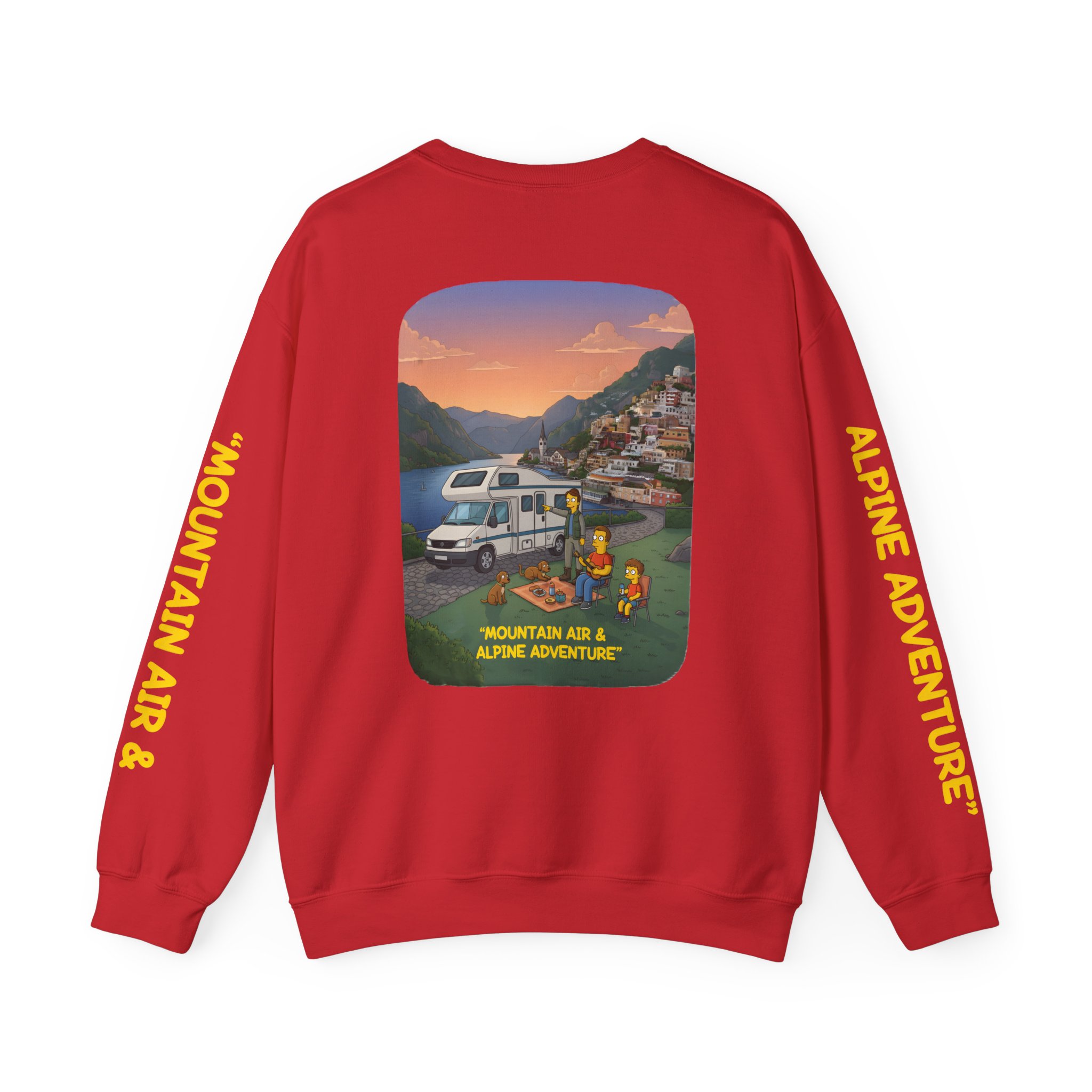 Unisex Heavy Blend™ Crewneck Sweatshirt — "Mountain Air-Alpine Adventure" Design Sitcom-Line