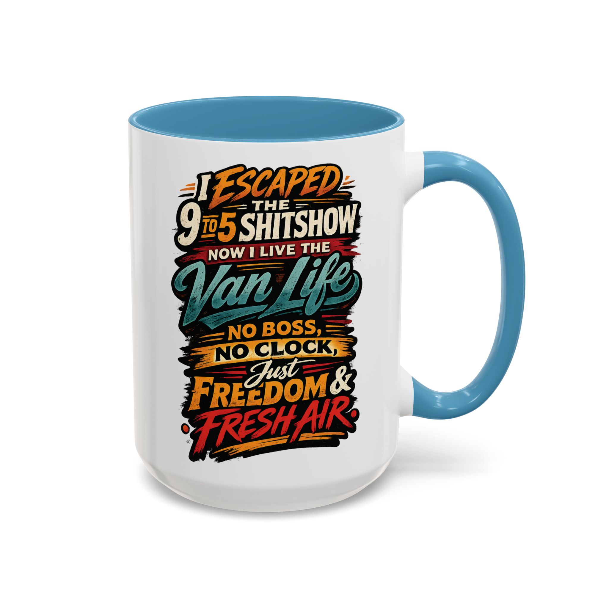 15782414857464731561_2048.jpeg Accent Coffee Mug (11, 15oz) — "I Escaped The 9 To 5" Design F**K-Line