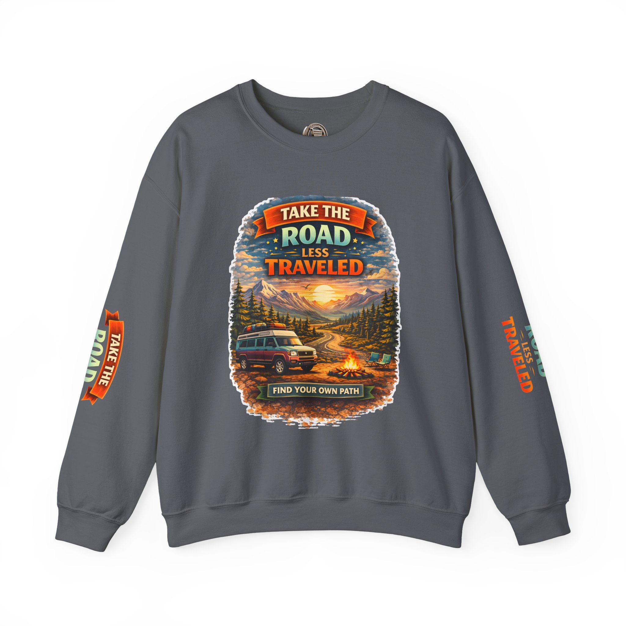 15783327958727831074_2048.jpeg Unisex Heavy Blend™ Crewneck Sweatshirt — "Take The Road Less Traveled" Design Scenic-Line