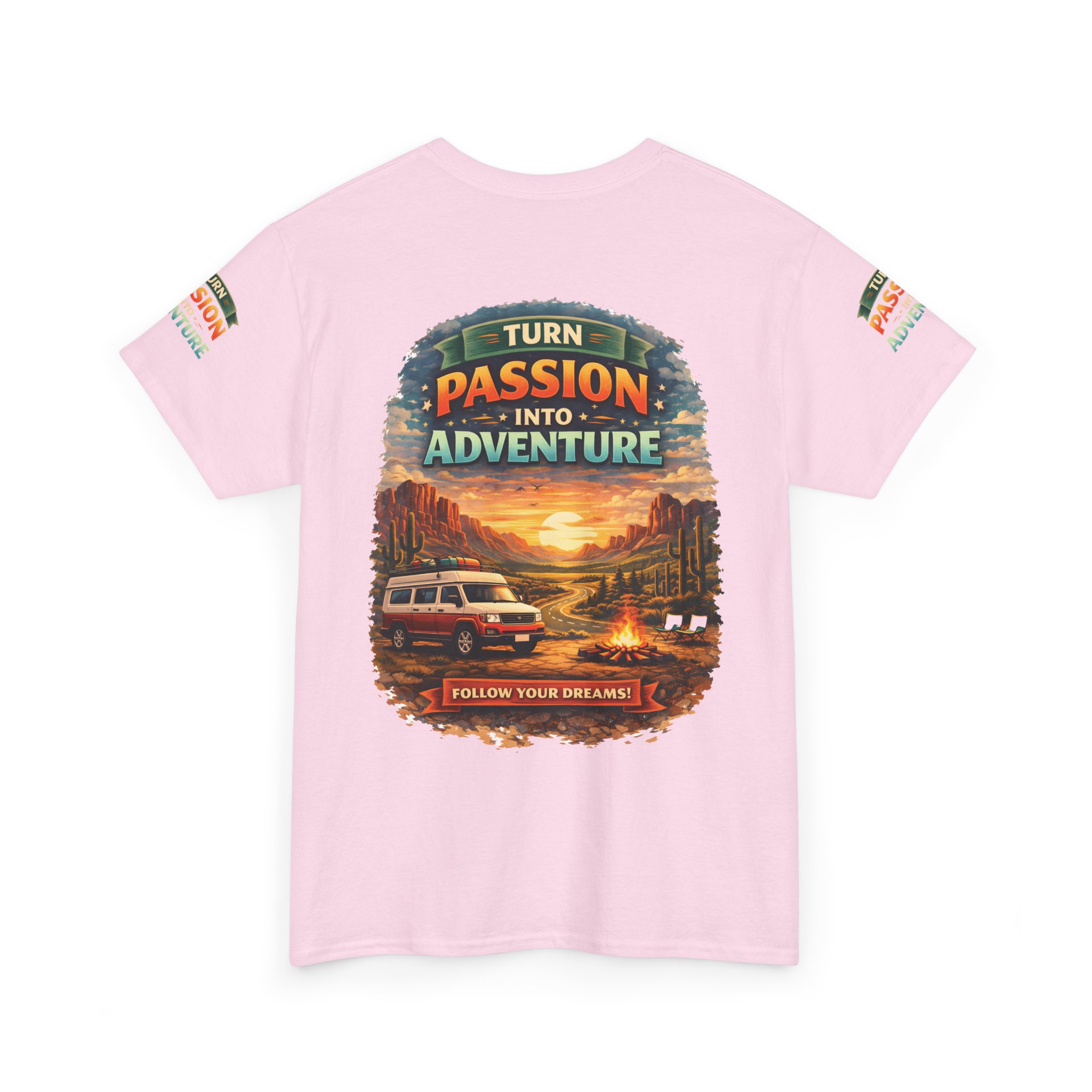 Unisex Heavy Cotton Tee — "Turn Passion Into Adventure" Design Scenic-Line