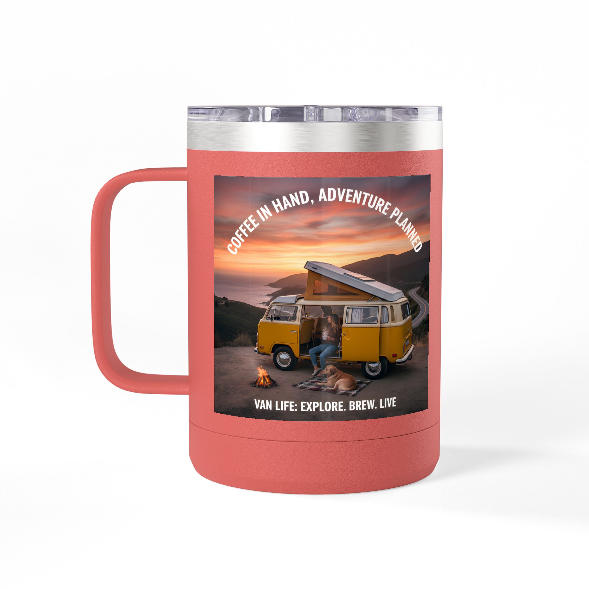 Coffee Mug Tumbler, 15oz — "Coffee in Hand, Adventure Planned"