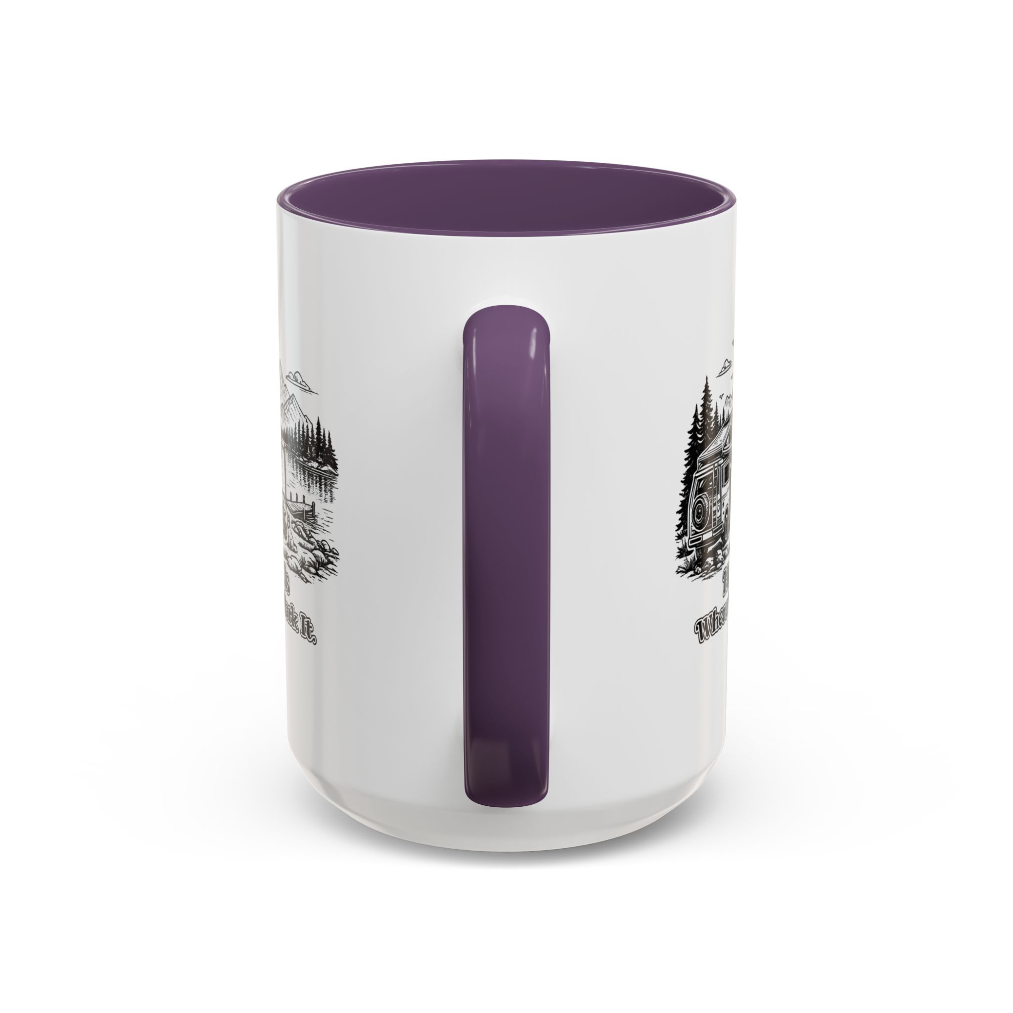 Accent Coffee Mug (11, 15oz) — "Home Is Where You Park It" Design Minimal-Line