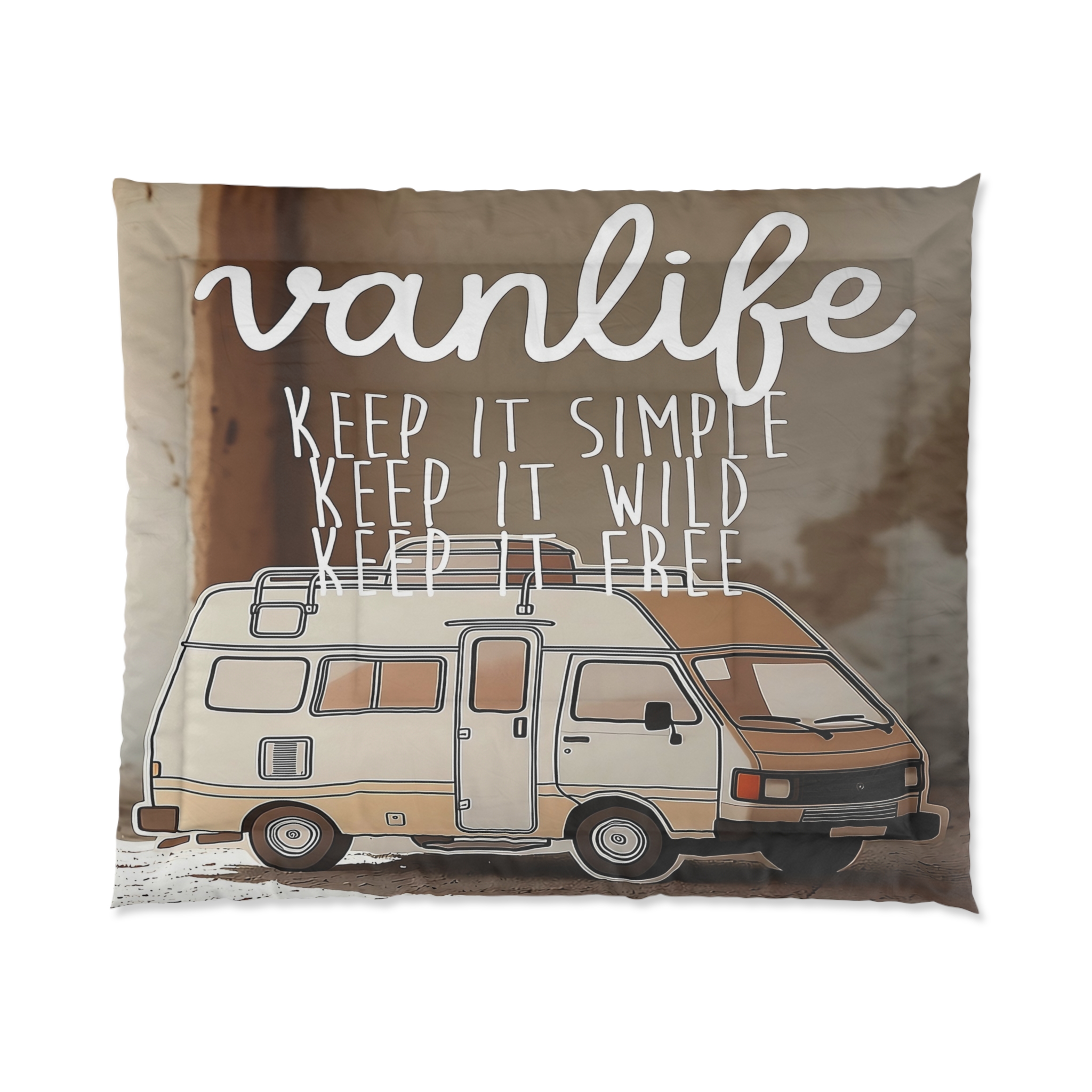Comforter - "Vanlife: Keep It Simple, Keep It Wild, Keep It Free" Camper Bedding
