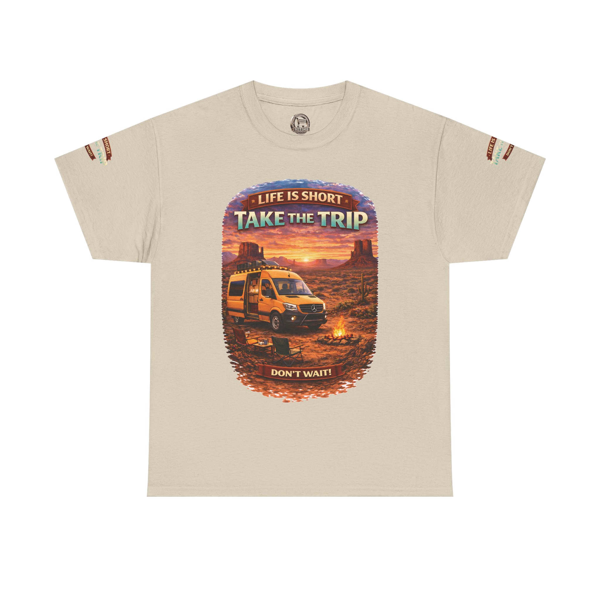 Unisex Heavy Cotton Tee — "Life Is To Short-Take The Trip" Design Scenic-Line