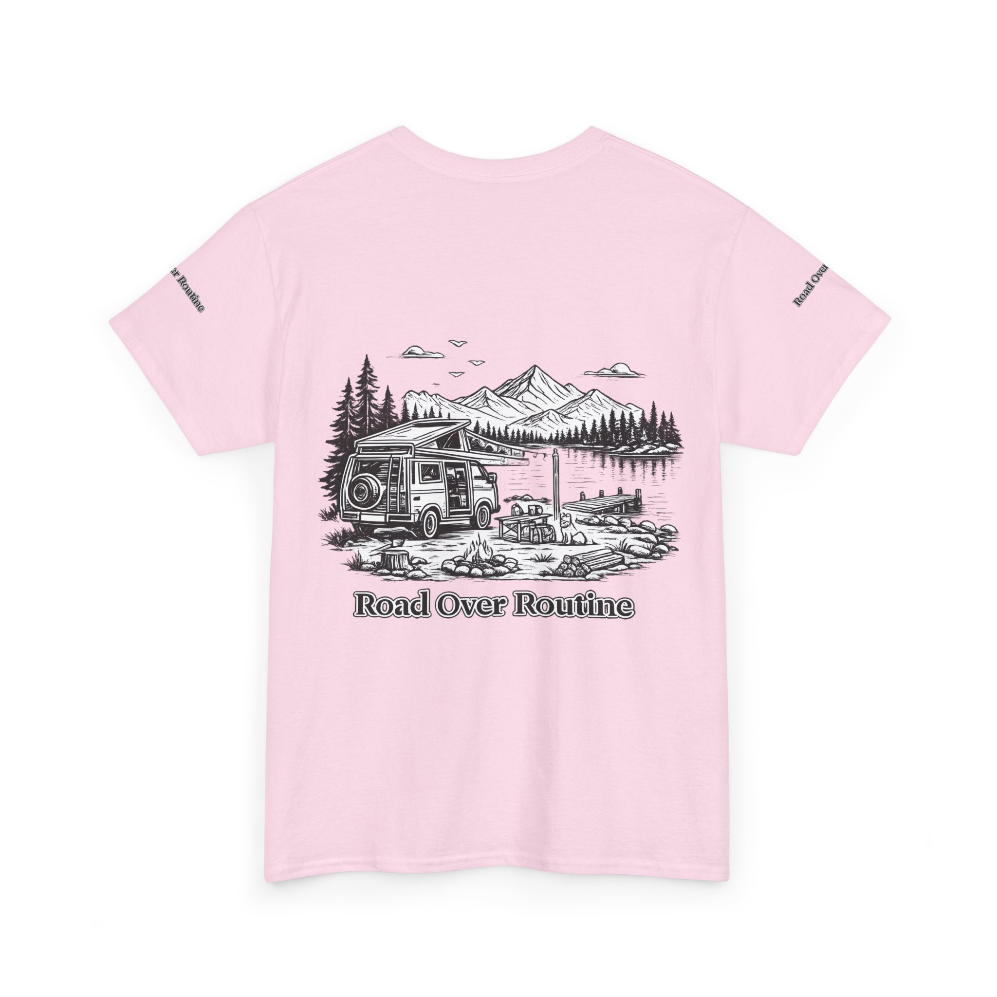 Unisex Heavy Cotton Tee — "Road Over Routine" Design Minimal-Line