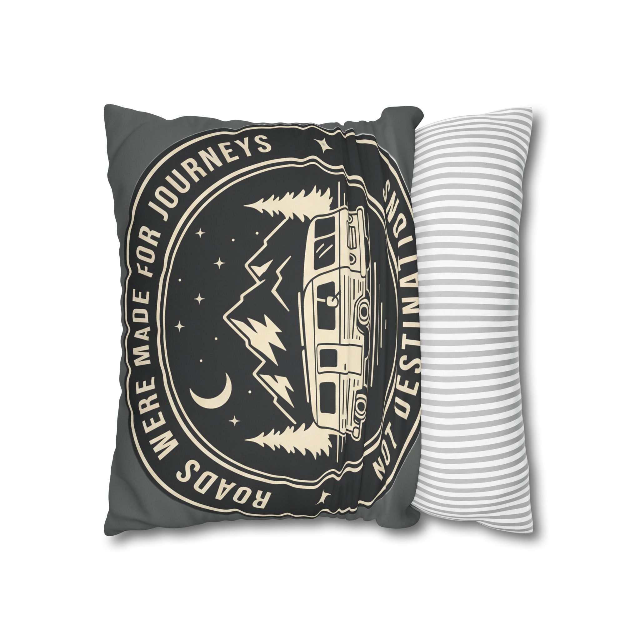 Pillowcase — "ROAD WHERE MADE FOR JOURNEYS-NOT DESTINATIONS" Faux Suede Travel Throw Pillow Cover