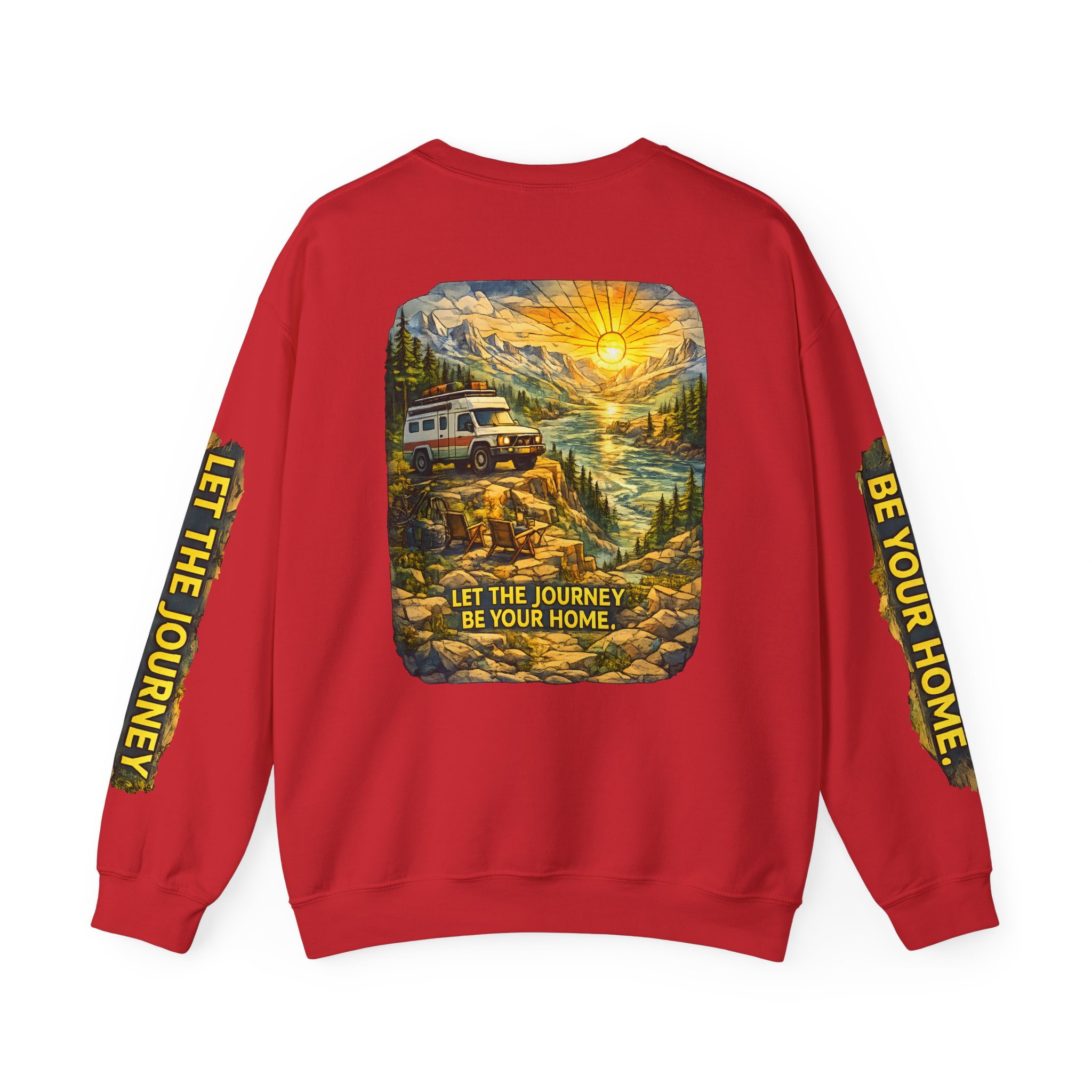 Unisex Heavy Blend™ Crewneck Sweatshirt — "Let The Journey Be Your Home" Design Cubic-Line