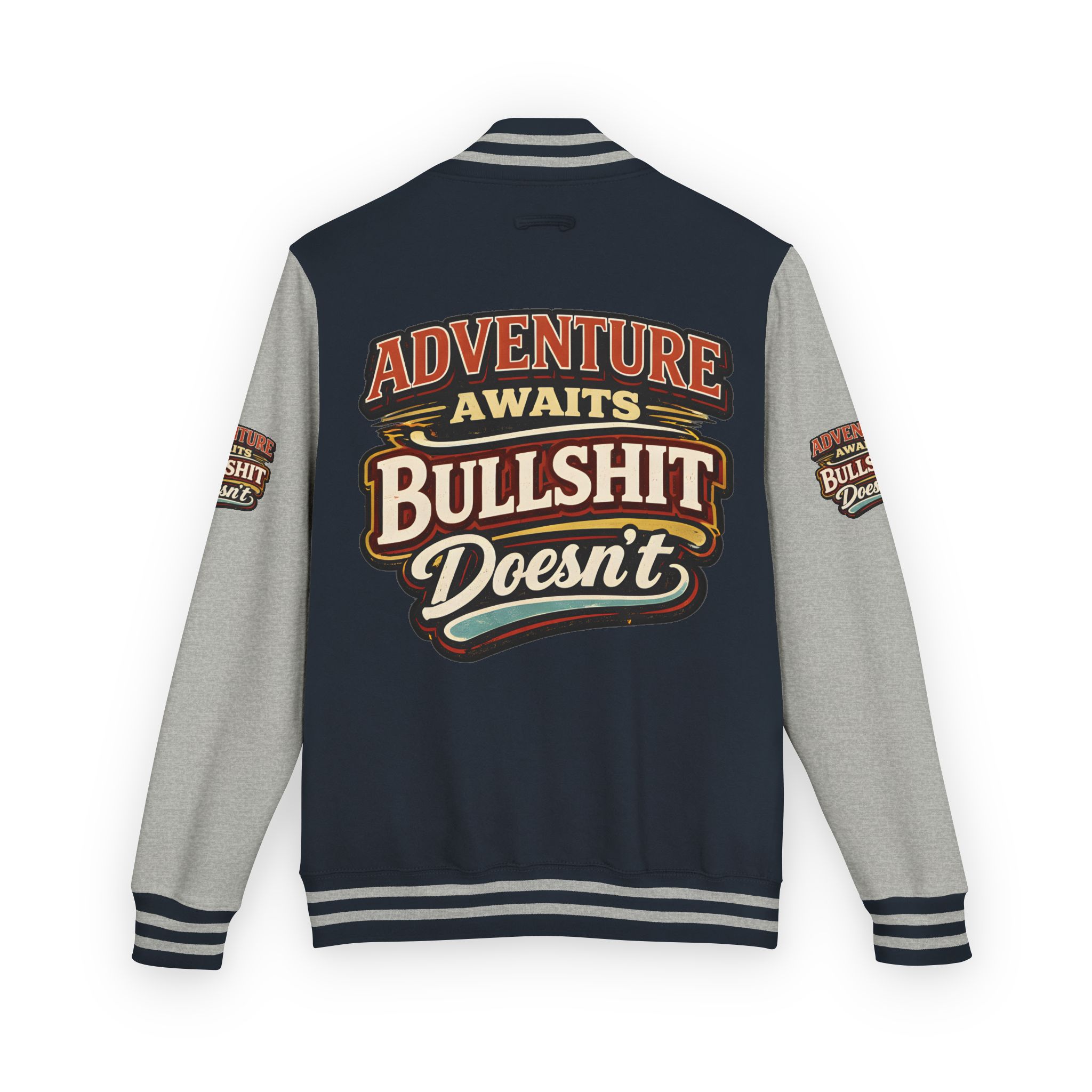 Unisex Heavyweight Letterman Jacket — "Adventure Awaits" Design F**K-Line