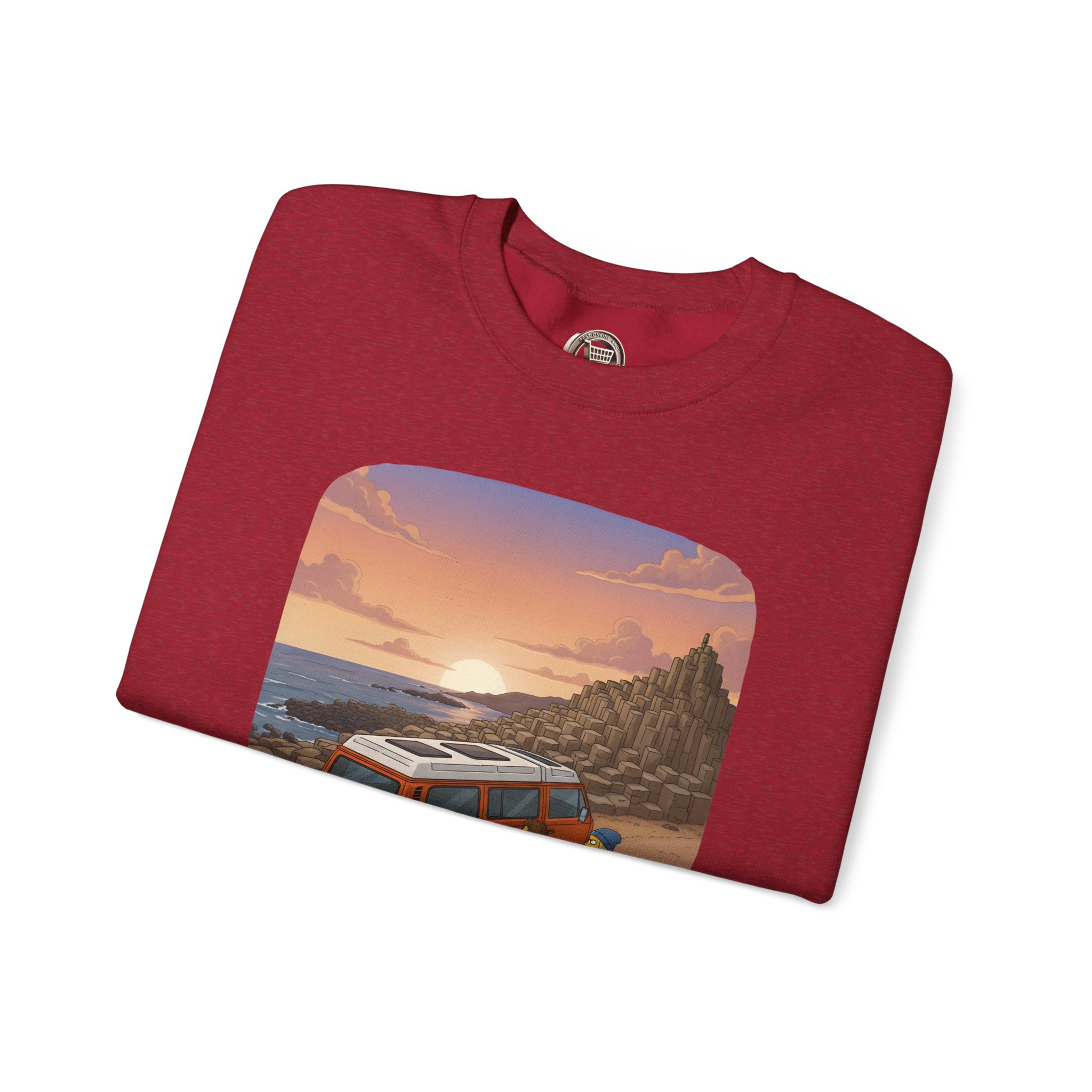 Unisex Heavy Blend™ Crewneck Sweatshirt — "Lost Roads Epic Coastlines" Design Sitcom-Line