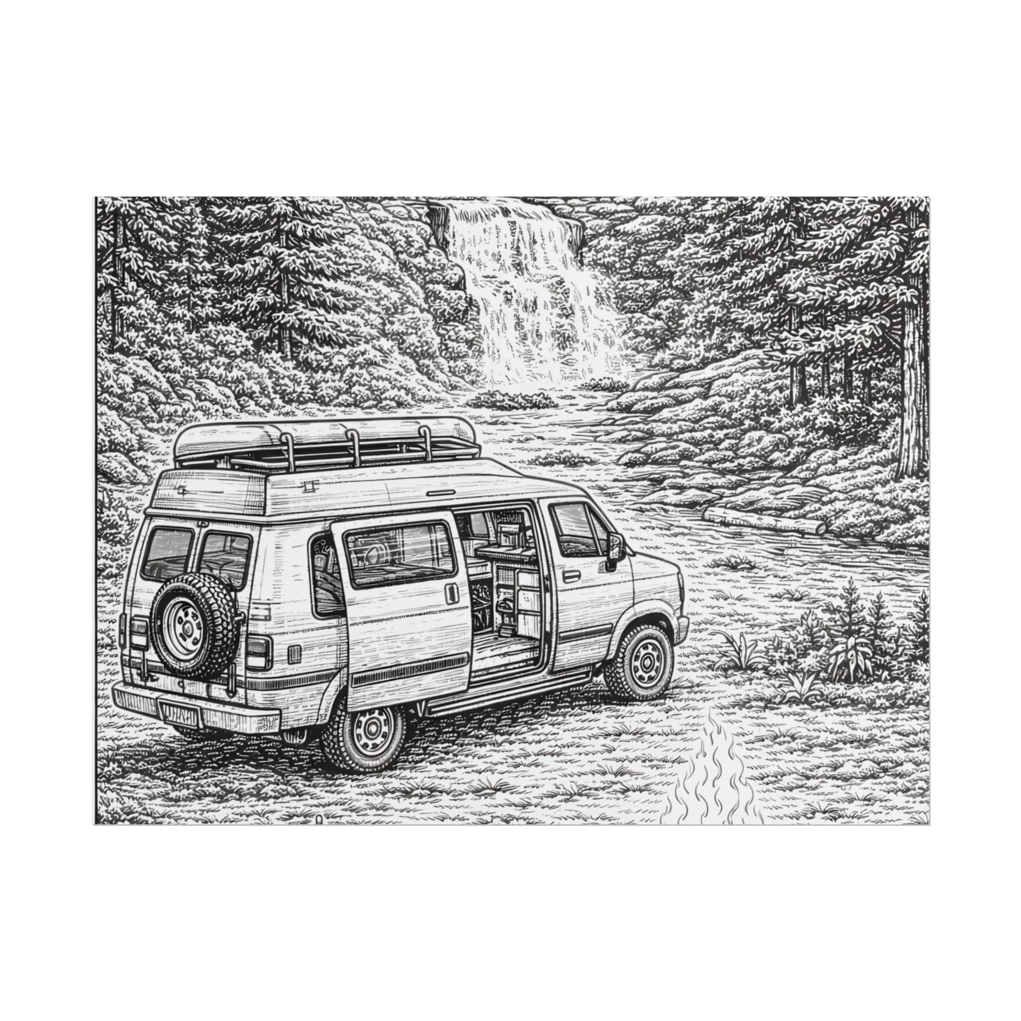 Campervan Poster — Vintage RV Camping Landscape Wall Art
