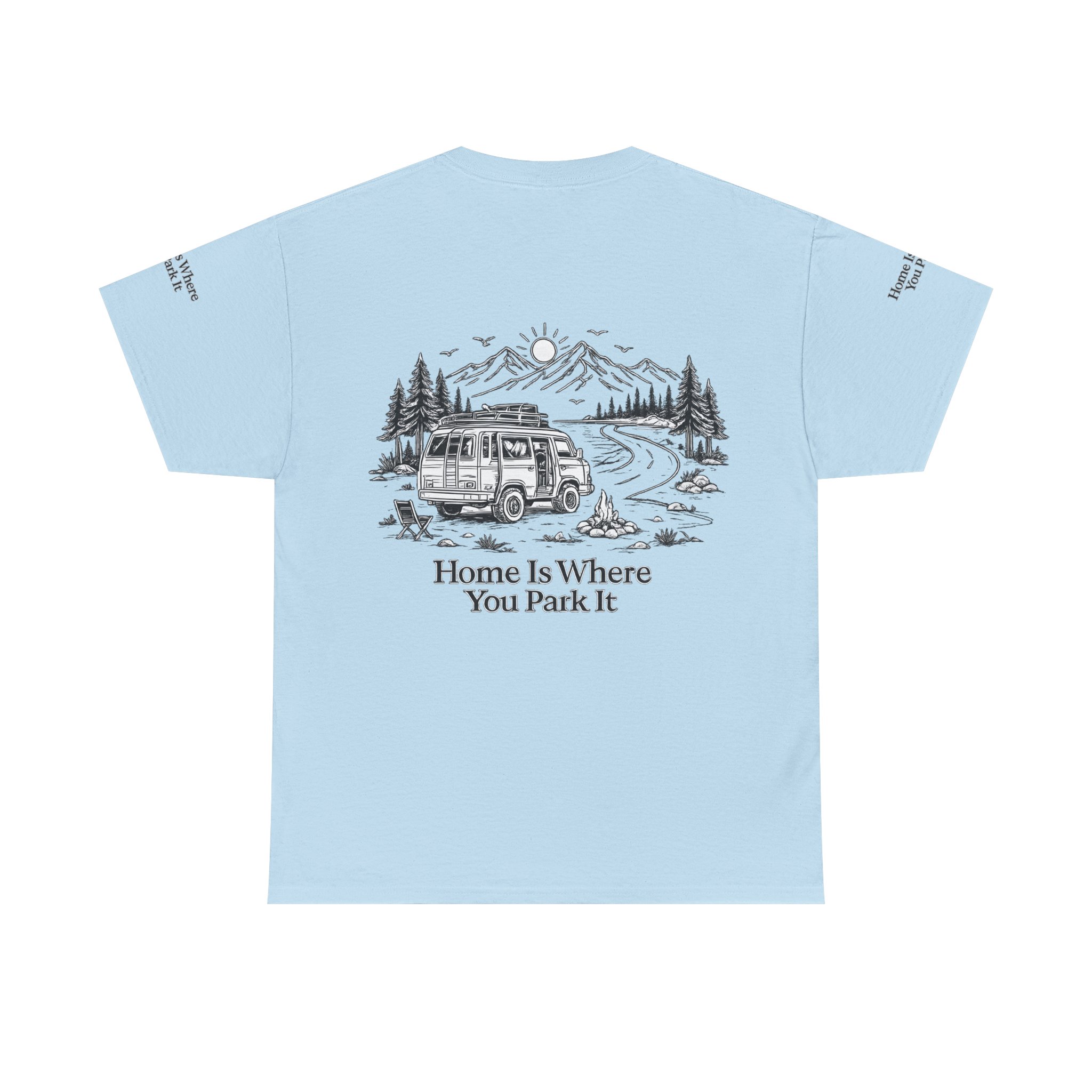 Unisex Heavy Cotton Tee — "Home Is Where You Park It" Design Minimal-Line
