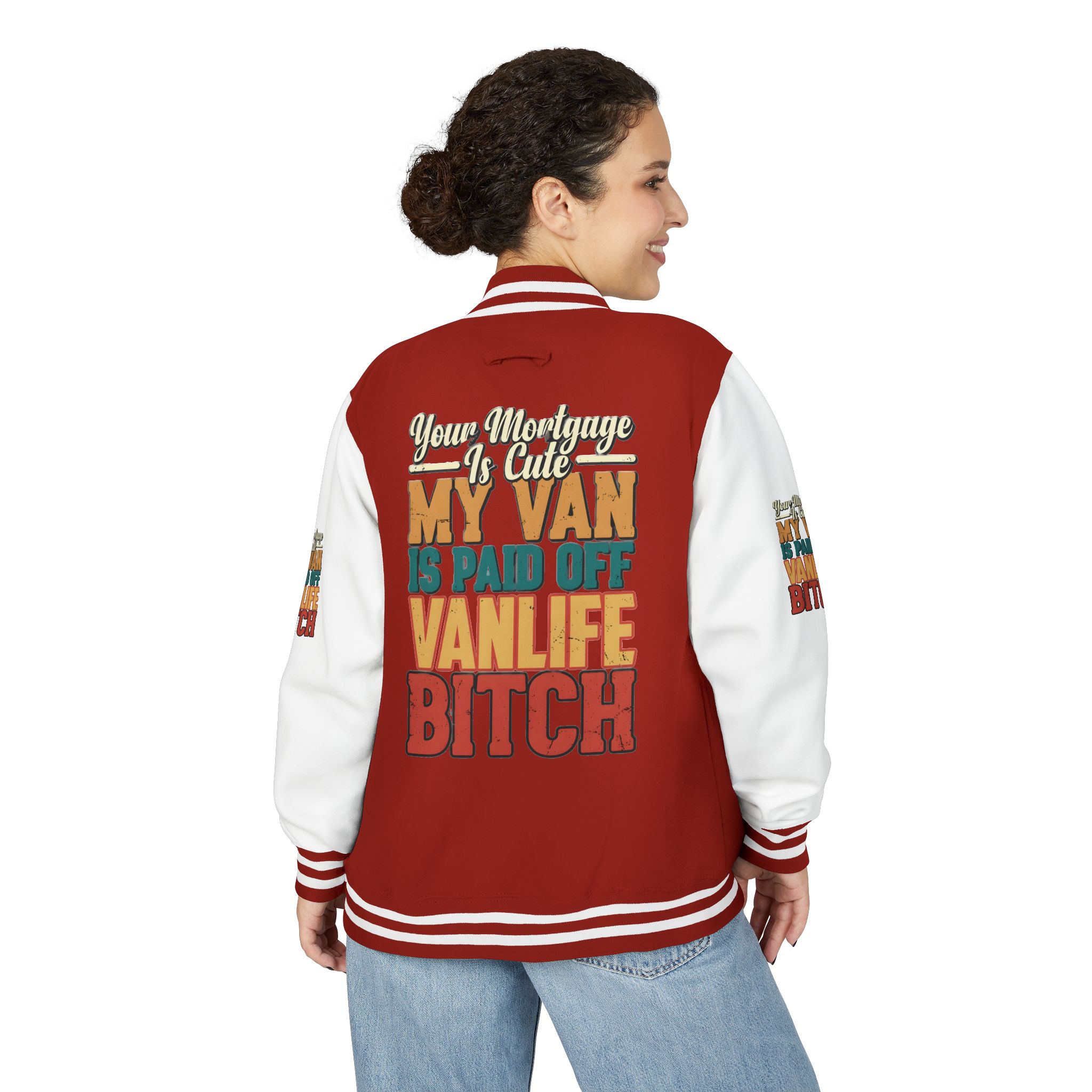 Unisex Heavyweight Letterman Jacket — "Your Mortgage Is Cute" Design F**K-Line