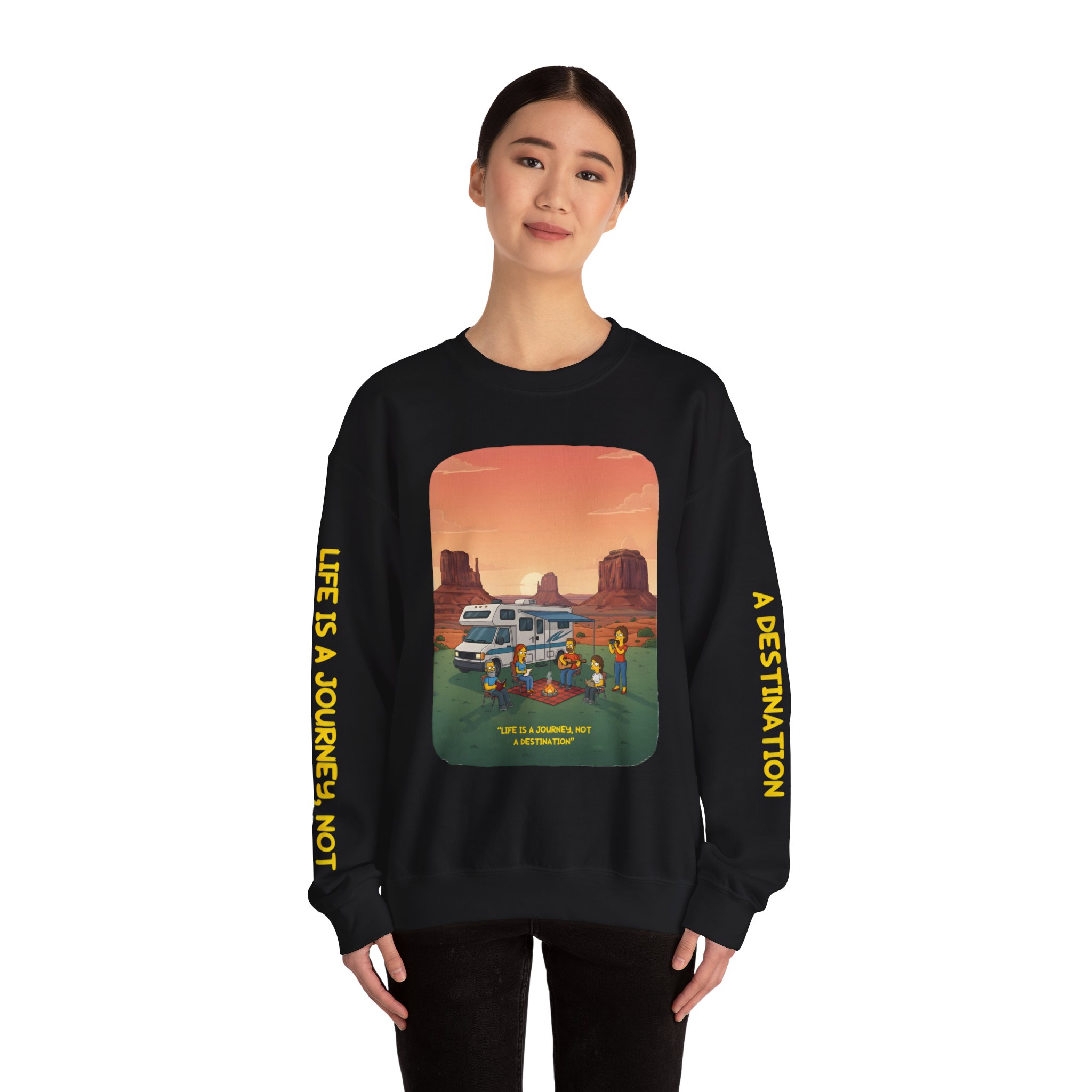 Unisex Heavy Blend™ Crewneck Sweatshirt — "Life Is A Journey-Not A Destination" Design Sitcom-Line