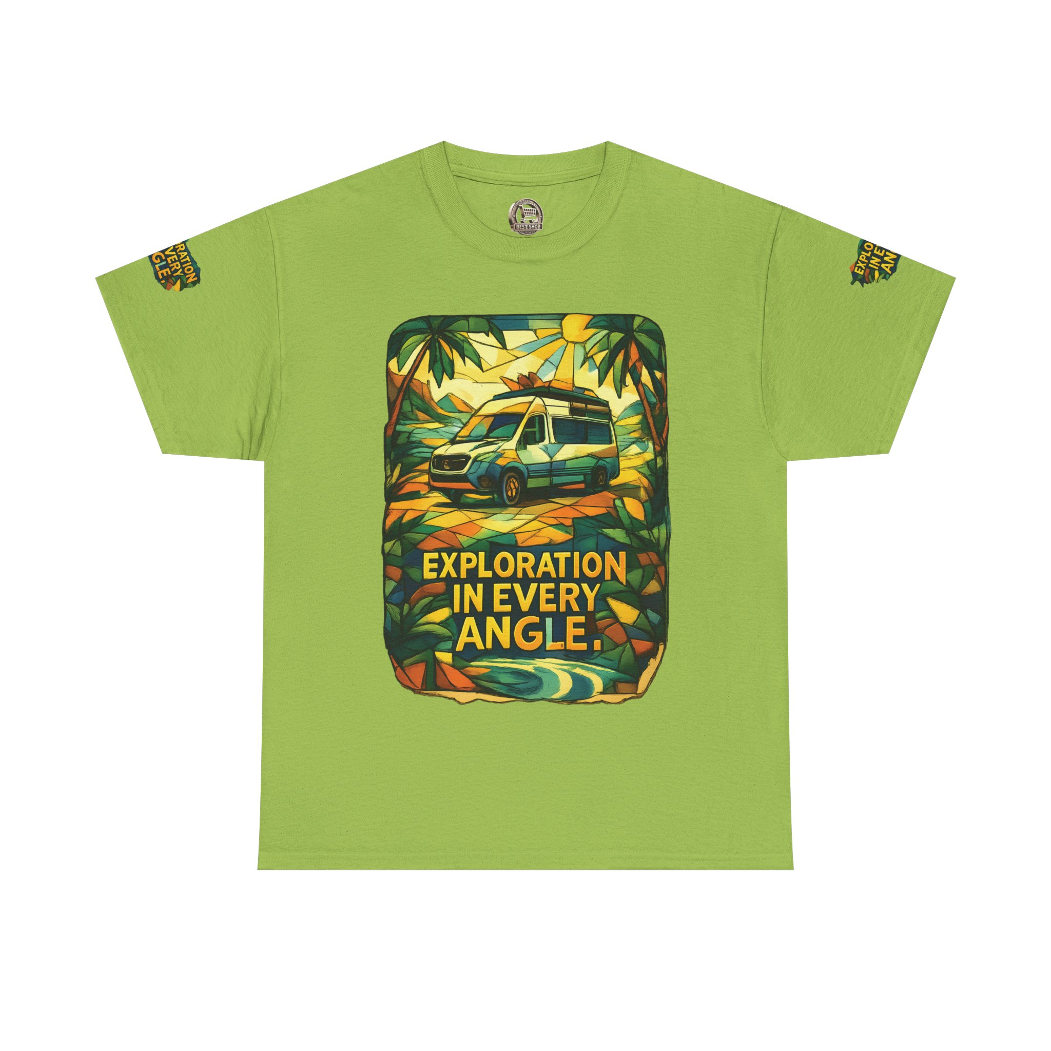 Unisex Heavy Cotton Tee — "Exploration In Every Angle" Design Cubic-Line