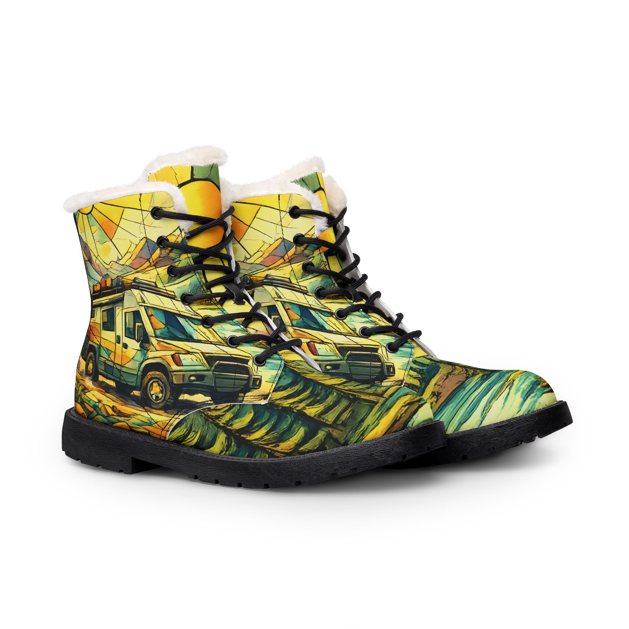 Women's Fur and Leather Boots — Ford Camper Boots (Cubic-Line)