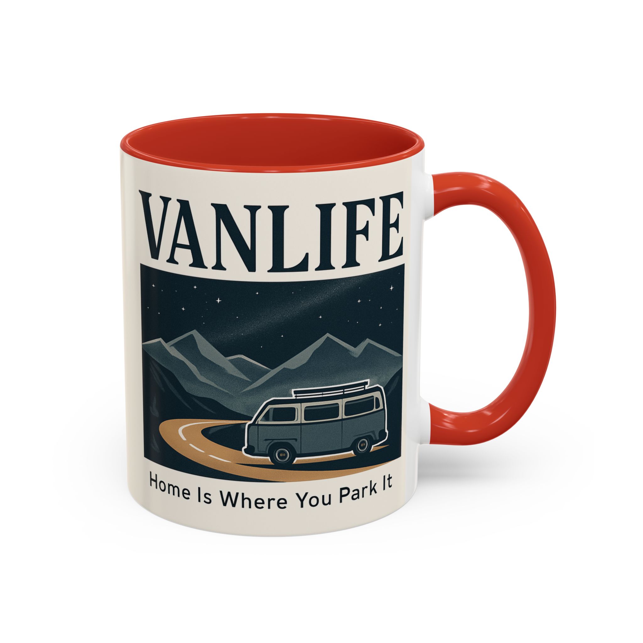 Coffee Mug — "Vanlife - Home Is Where You Park It" Accent Campervan Travel Mug