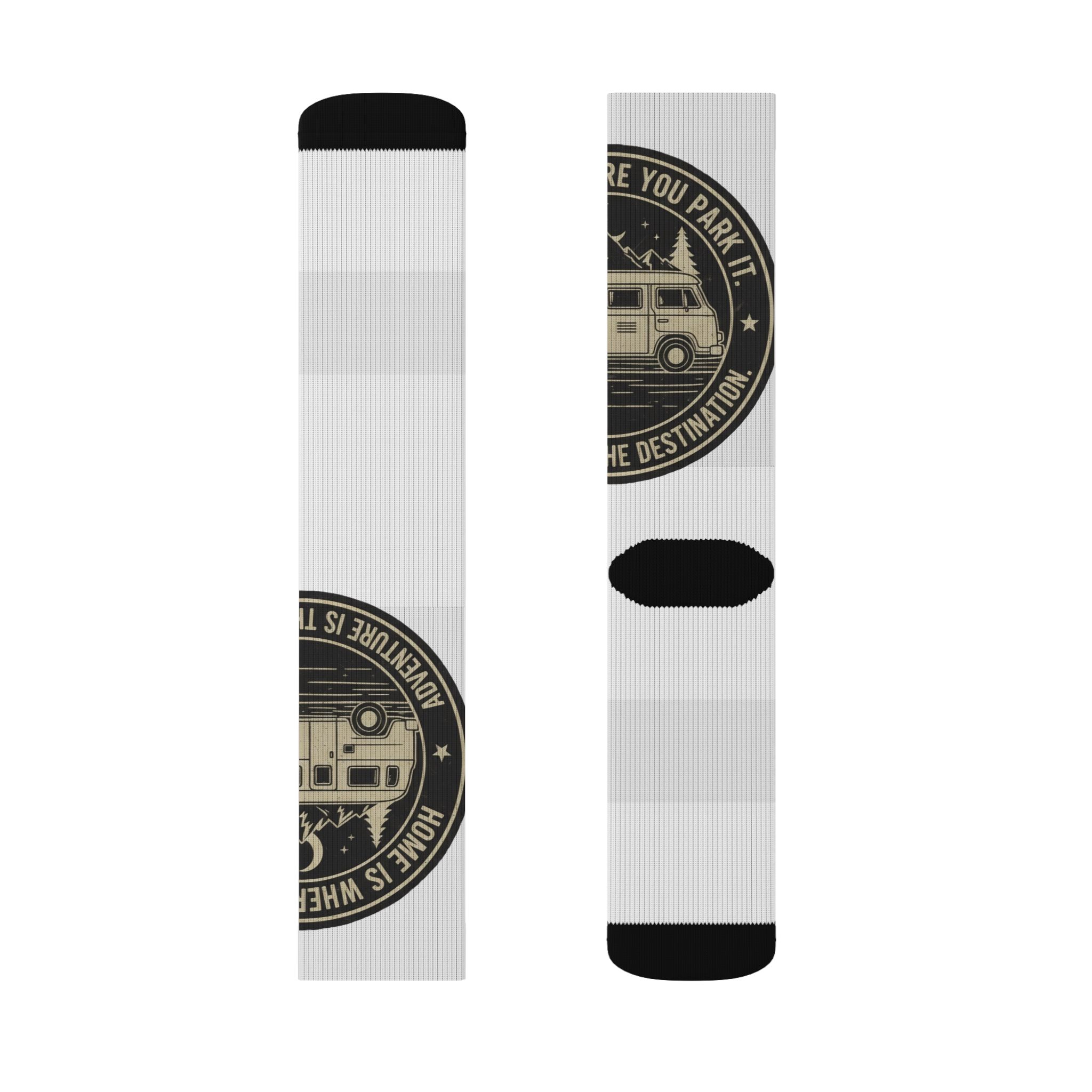 Sublimation Socks — Retro Camper Roadtrip Crew Socks