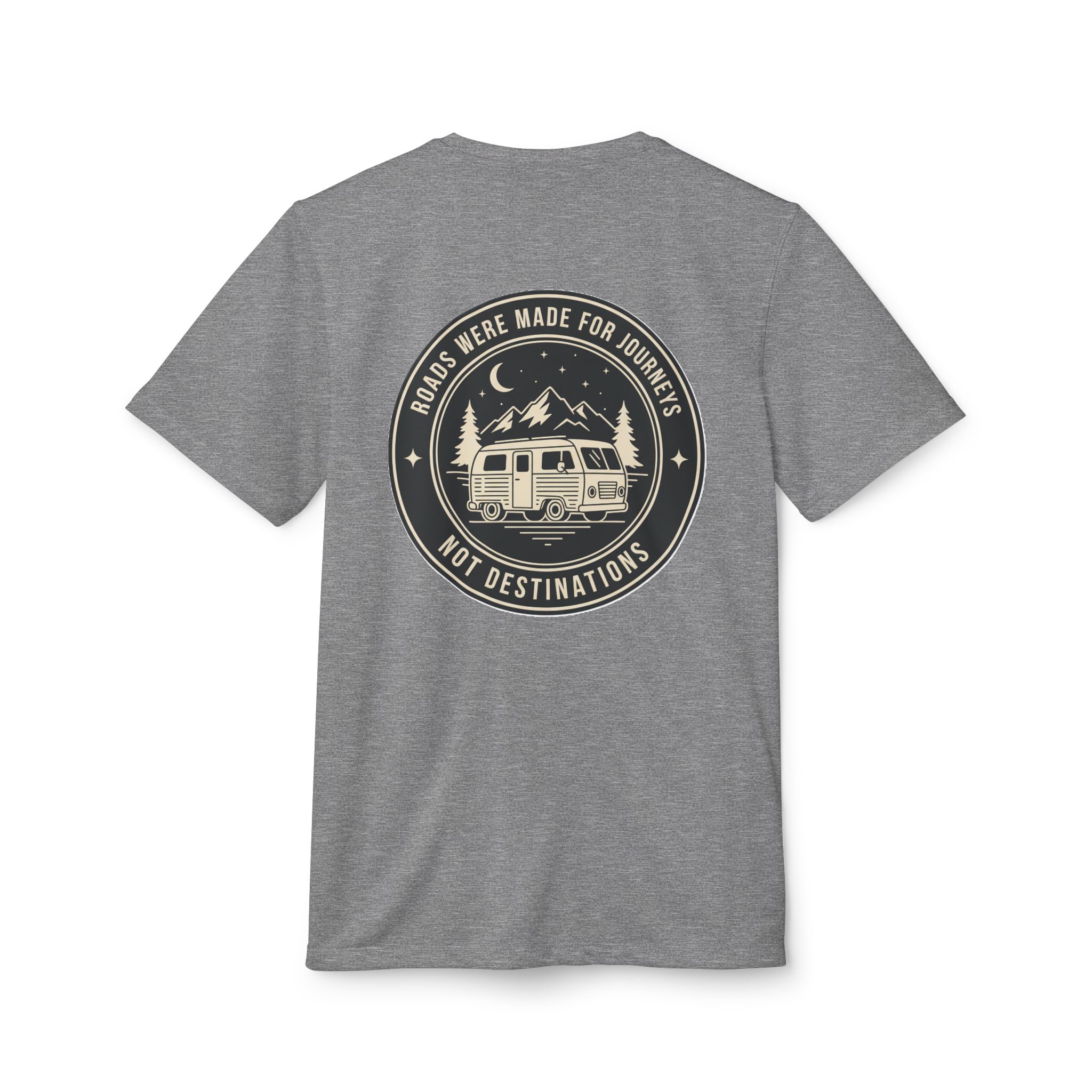 T-Shirt(Adidas) — 'ROAD WHERE MADE FOR JOURNEYS-NOT DESTINATIONS' (font + back printed) Brand Adidas