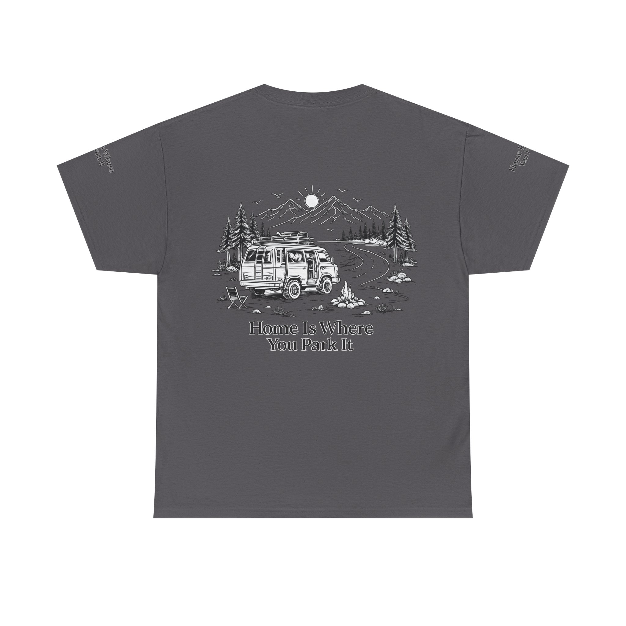 Unisex Heavy Cotton Tee — "Home Is Where You Park It" Design Minimal-Line