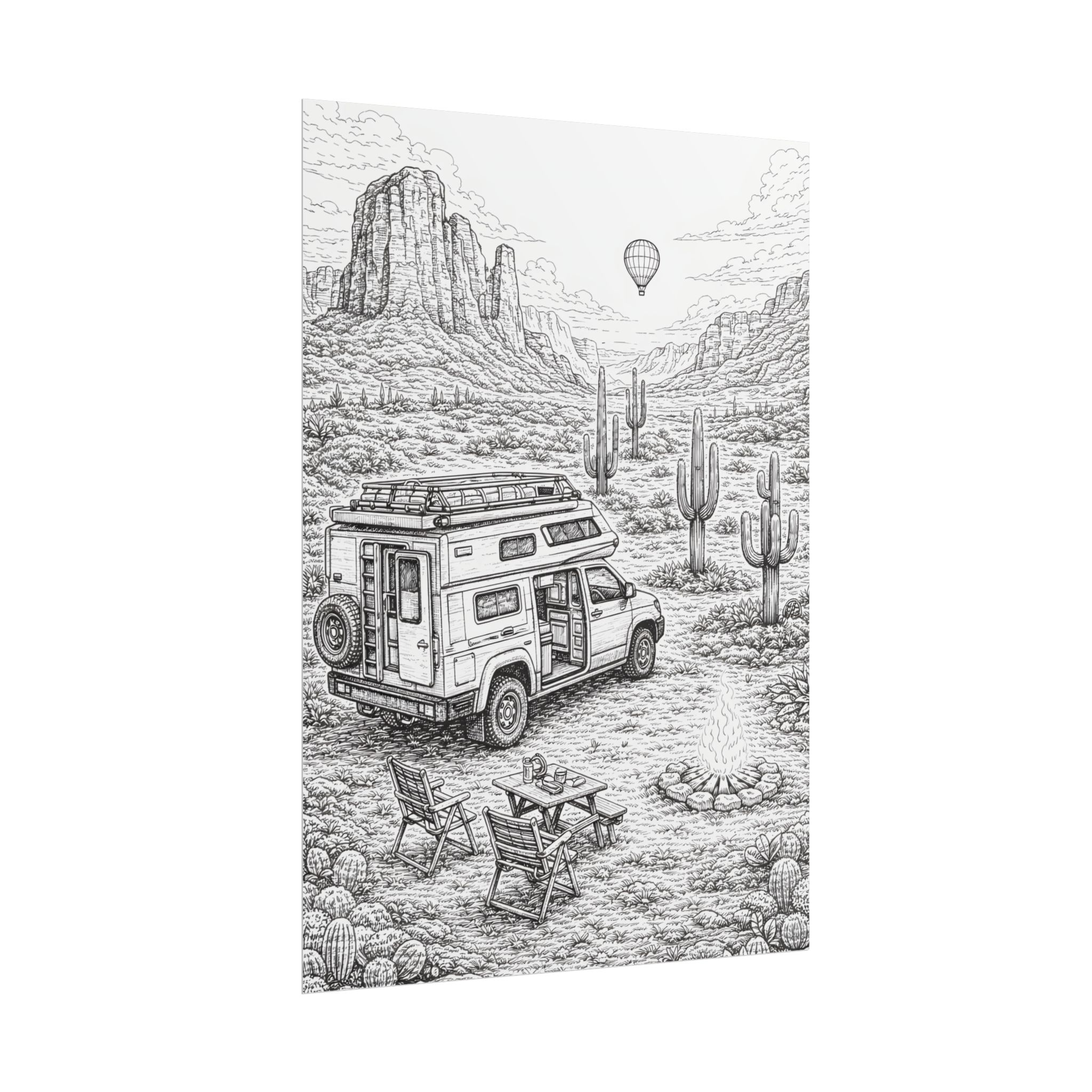 Campervan Poster — Vintage RV Camping Landscape Wall Art
