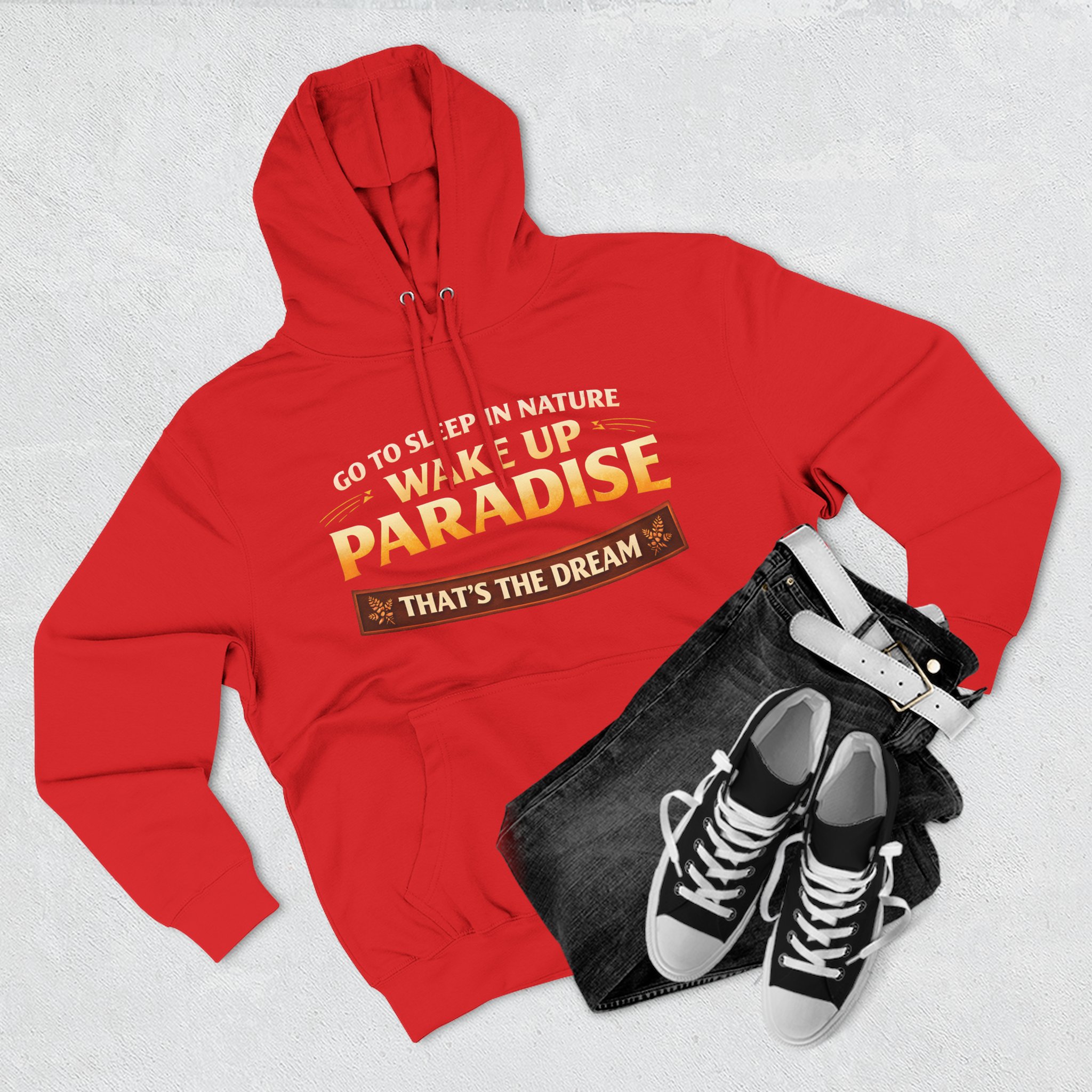 Three-Panel Fleece Hoodie - "Go To Sleep In Nature " Design Scenic-Line