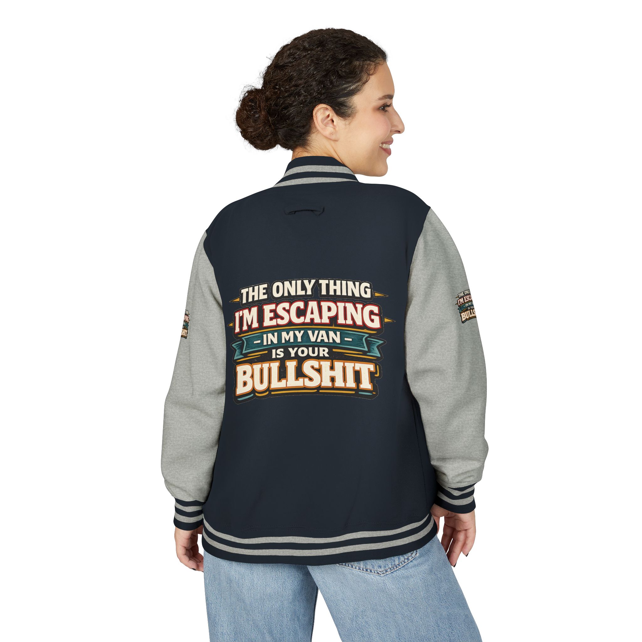 Unisex Heavyweight Letterman Jacket — "The Only Thing I´m Escaping" Design F**K-Line
