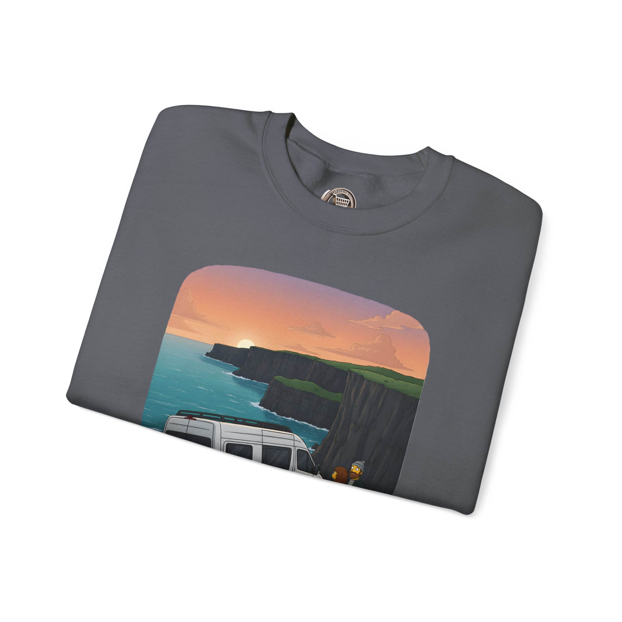 Unisex Heavy Blend™ Crewneck Sweatshirt — "Ocean Views-Adventures Awaits" Design Sitcom-Line