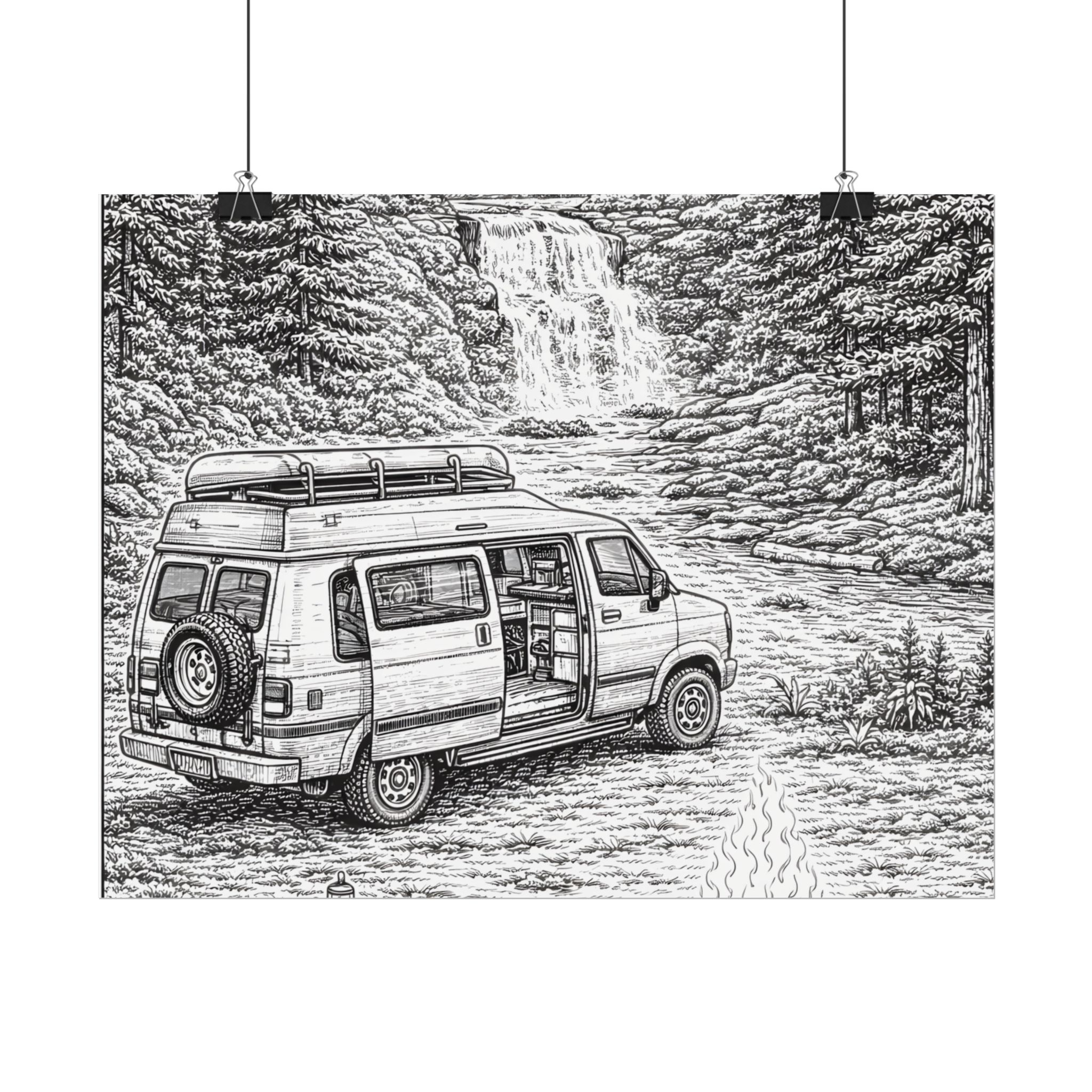 Campervan Poster — Vintage RV Camping Landscape Wall Art