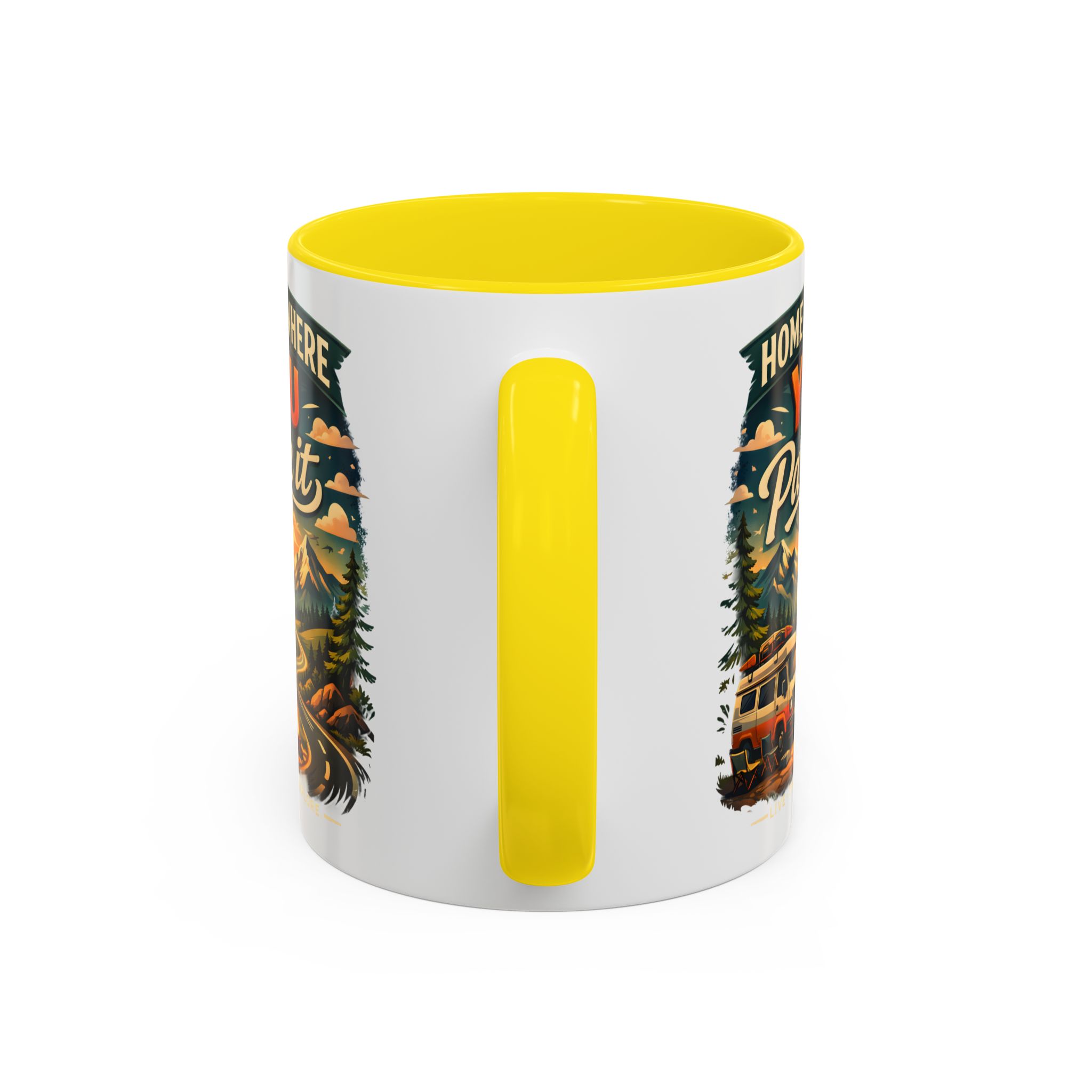 15881381151278892519_2048.jpeg Accent Coffee Mug (11, 15oz) — "Home Is Where You Park It" Design Scenic-Line