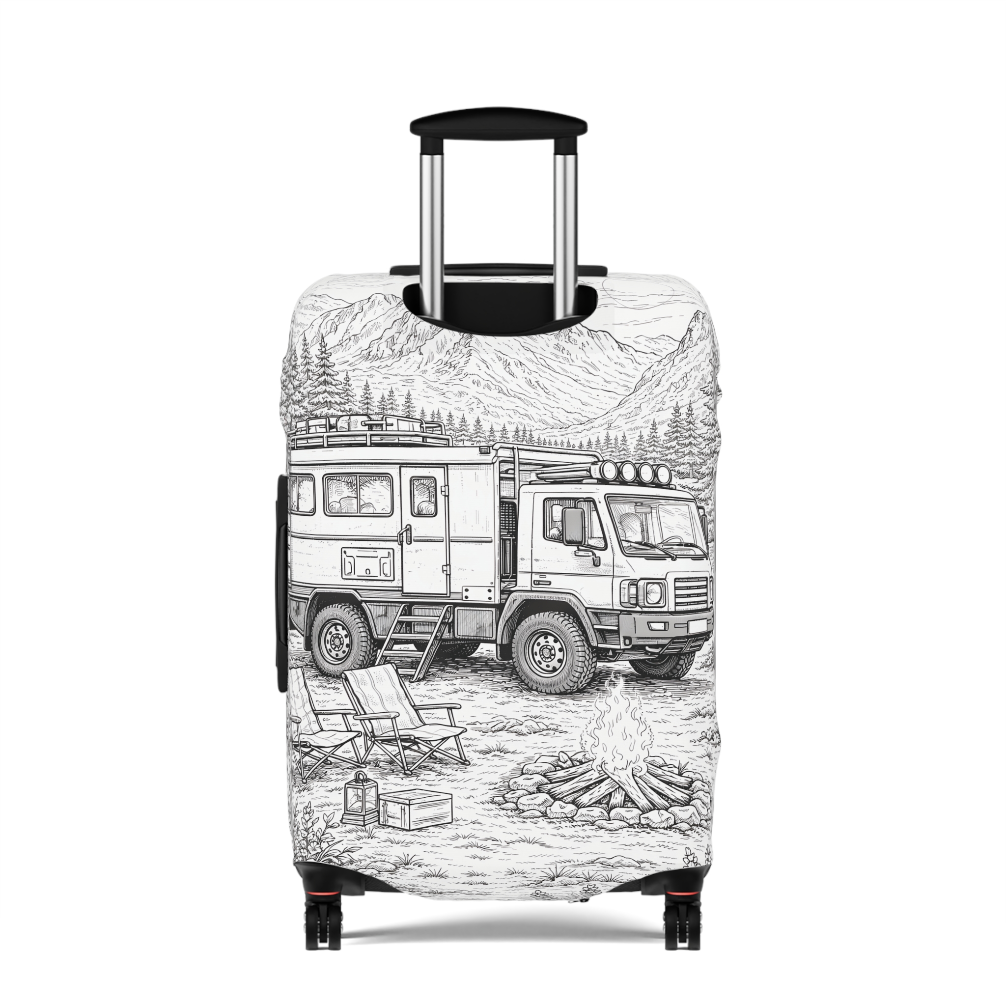Luggage Cover — Adventure Camper Sketch Travel Suitcase