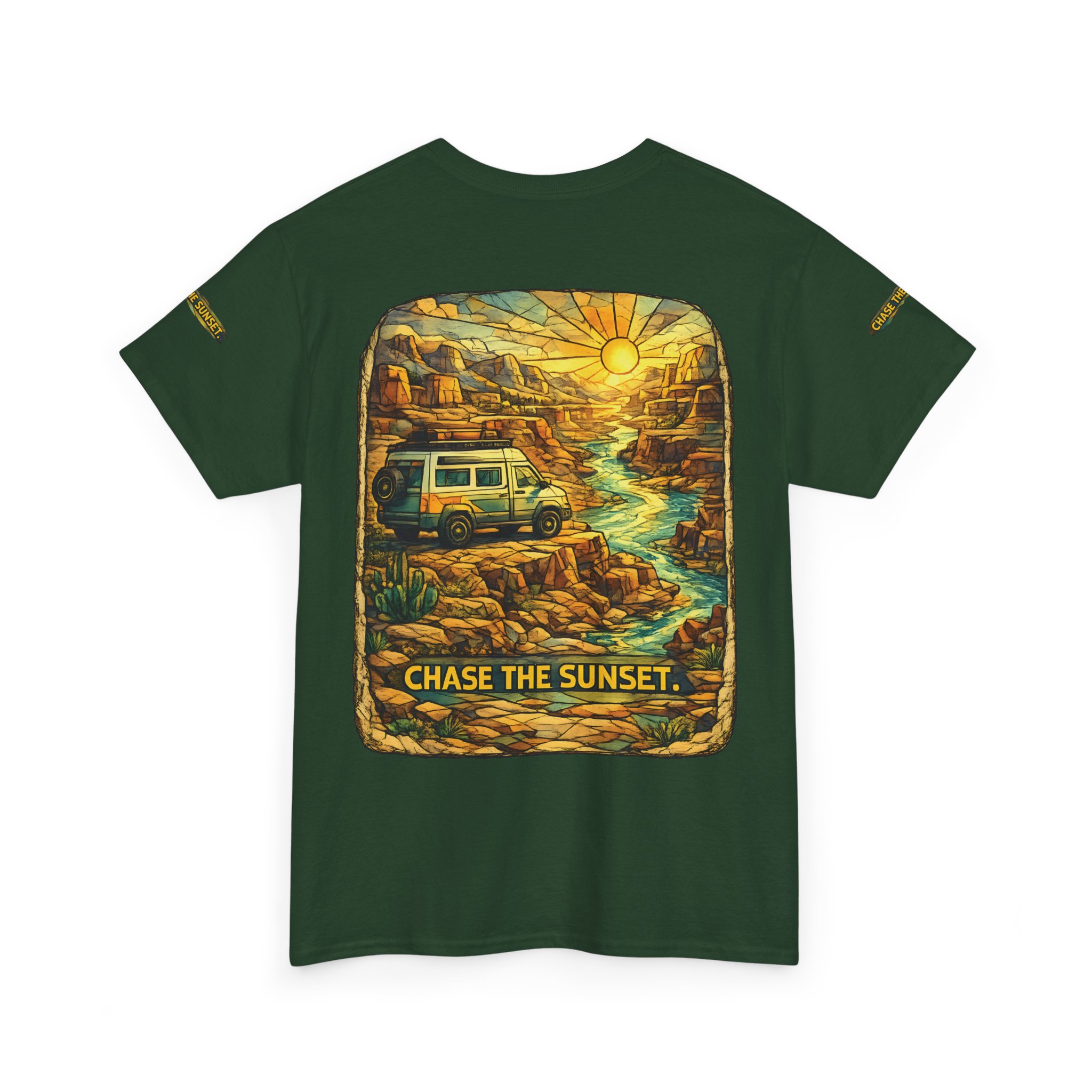 15887468603364729968_2048.jpeg Unisex Heavy Cotton Tee — "Chase The Sunset" Design Cubic-Line