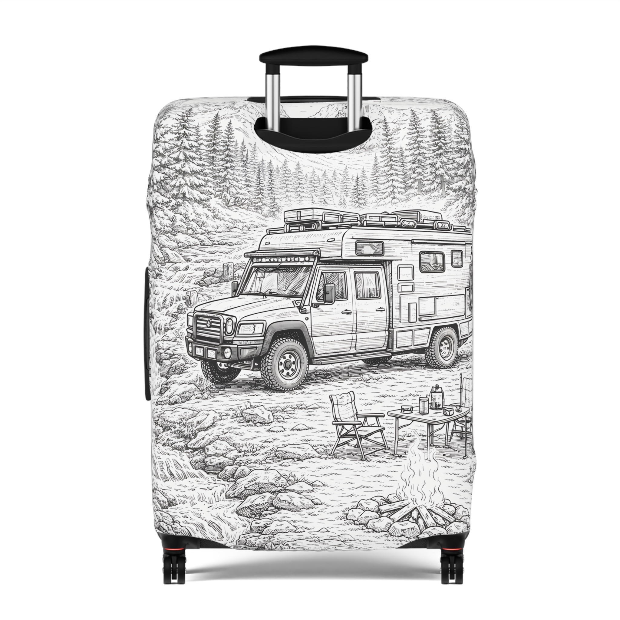 15896594104429063965_2048.jpeg Luggage Cover — Adventure Camper Sketch Travel Suitcase