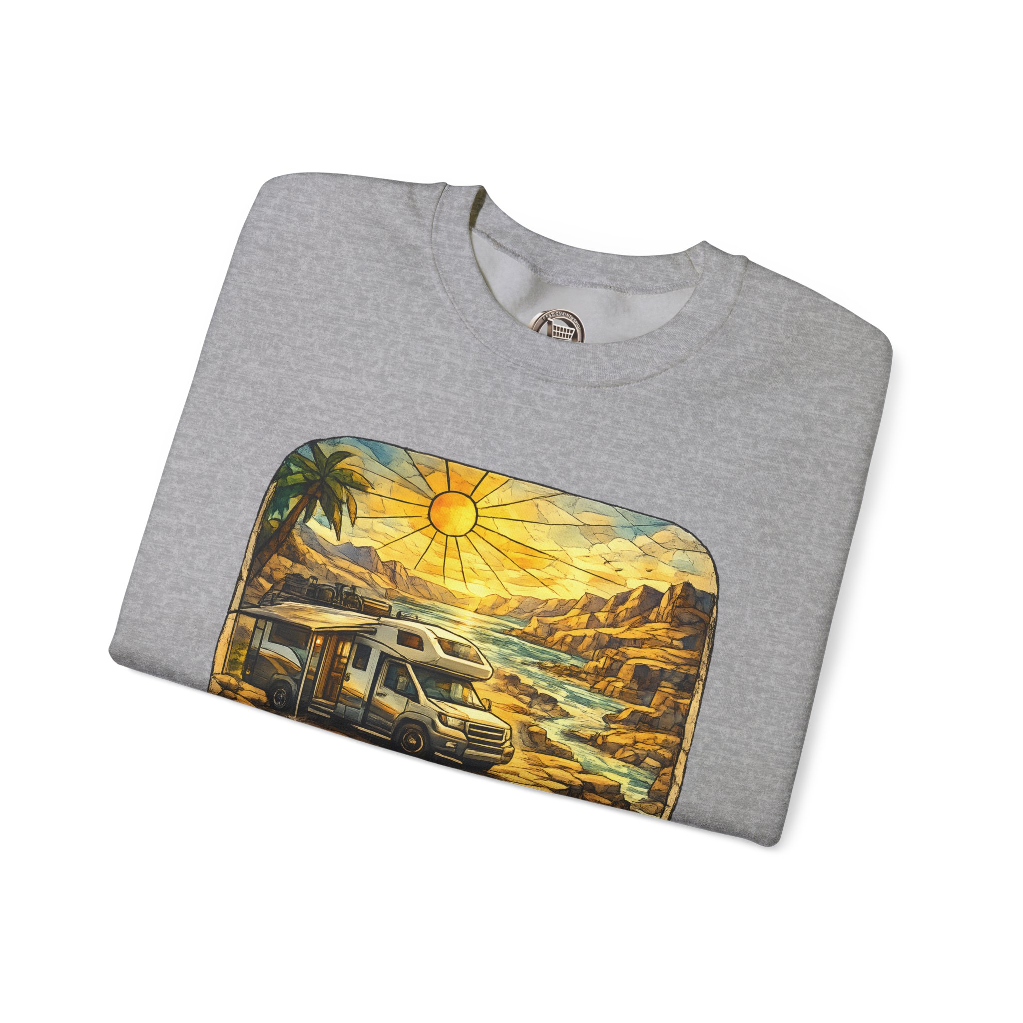 Unisex Heavy Blend™ Crewneck Sweatshirt — "Let The Journey Unfold" Design Cubic-Line