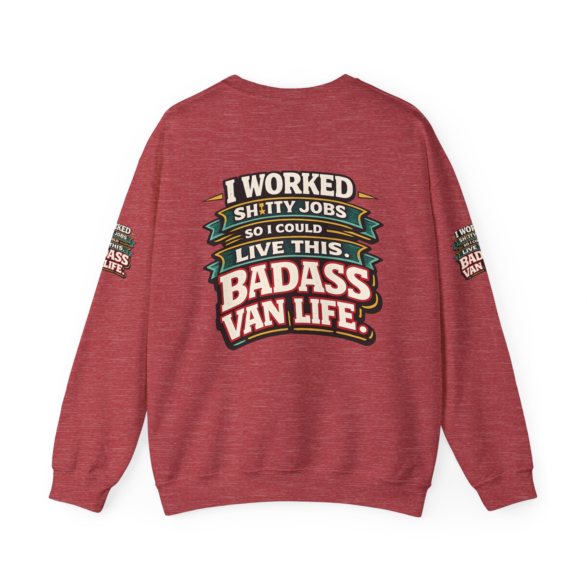 Unisex Heavy Blend™ Crewneck Sweatshirt — "I Worked Shitty Jobs" Design F**K-Line