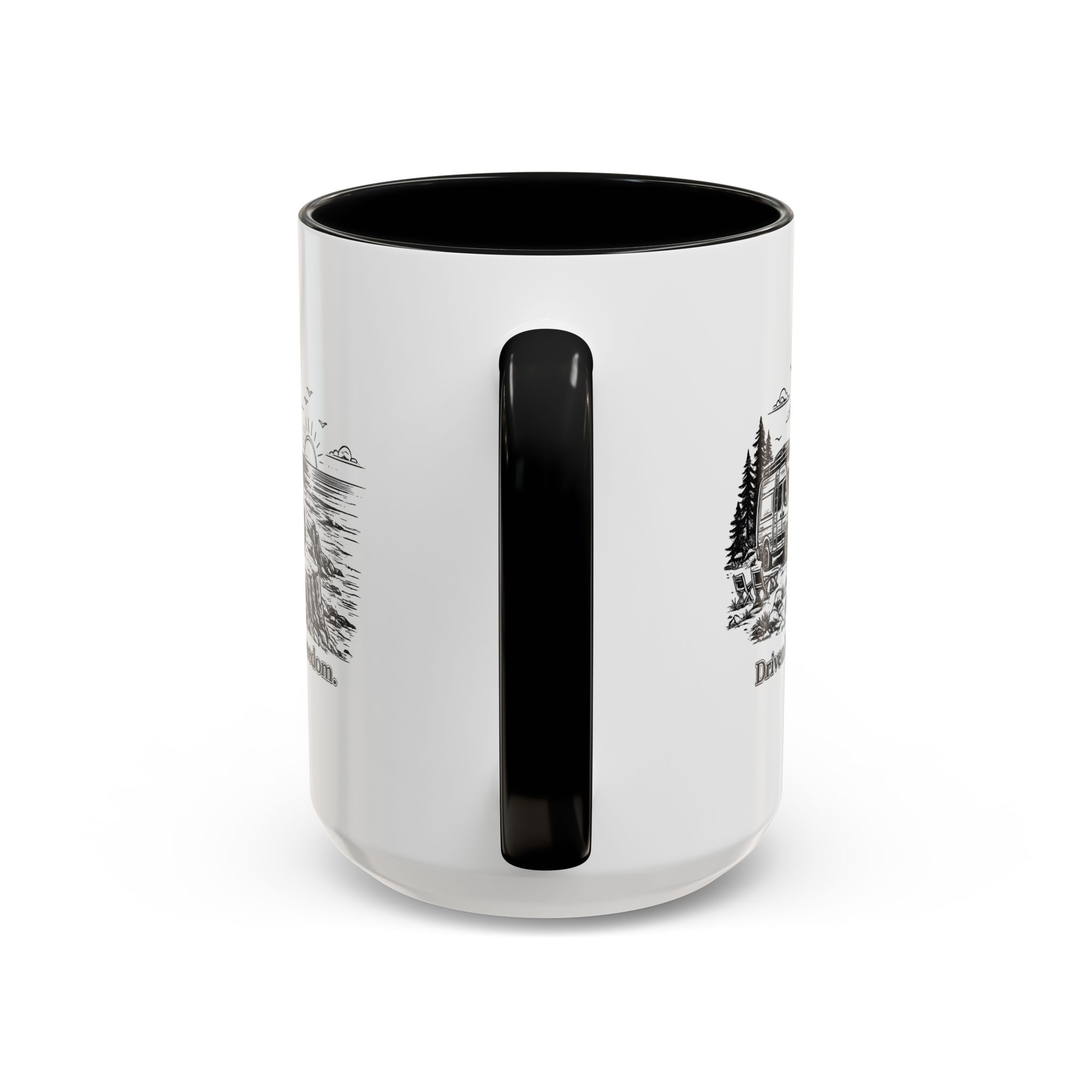 Accent Coffee Mug (11, 15oz) — "Driven By Freedom" Design Minimal-Line