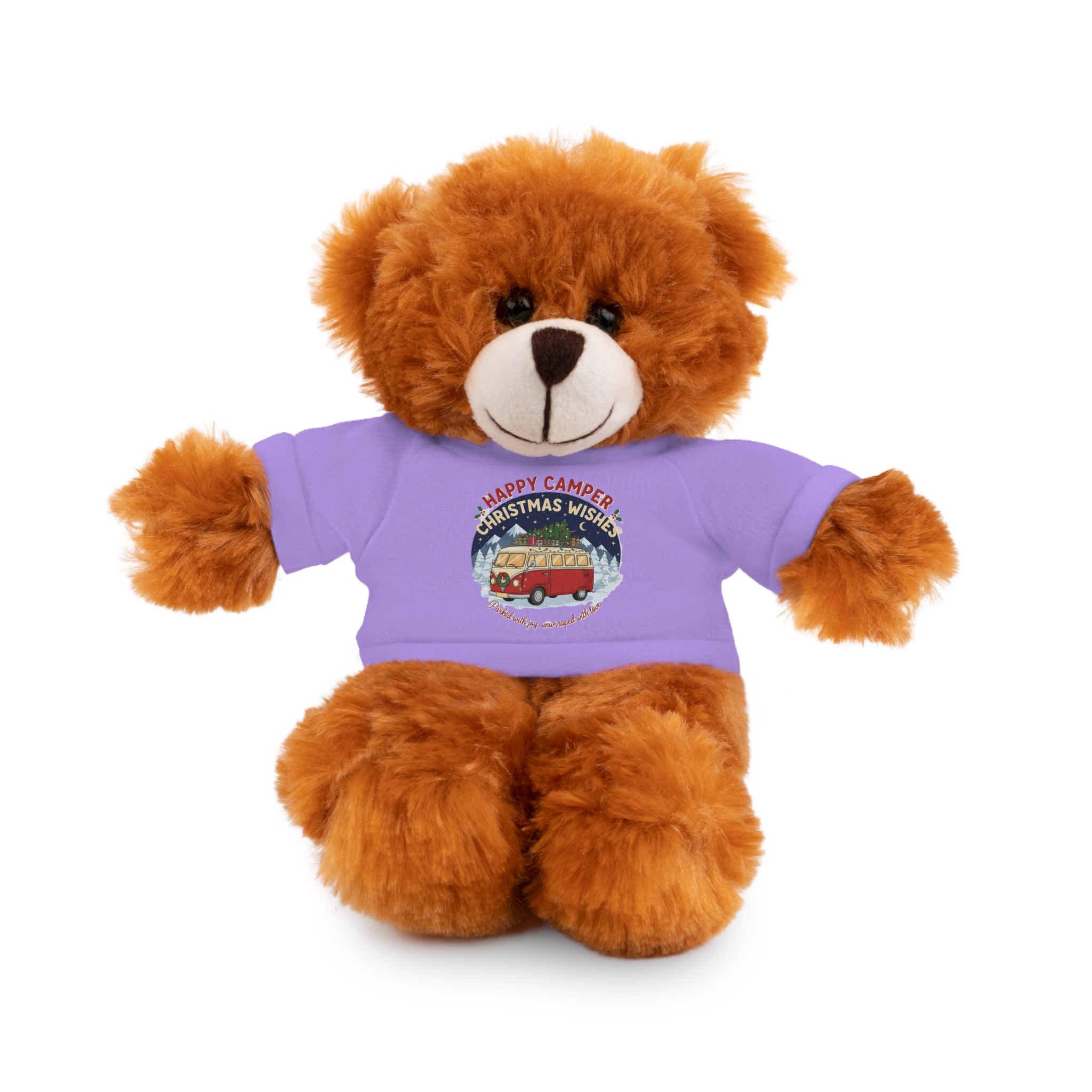 Happy Christmas Teddy Bear with 'Happy Camper Christmas Wishes' Tee