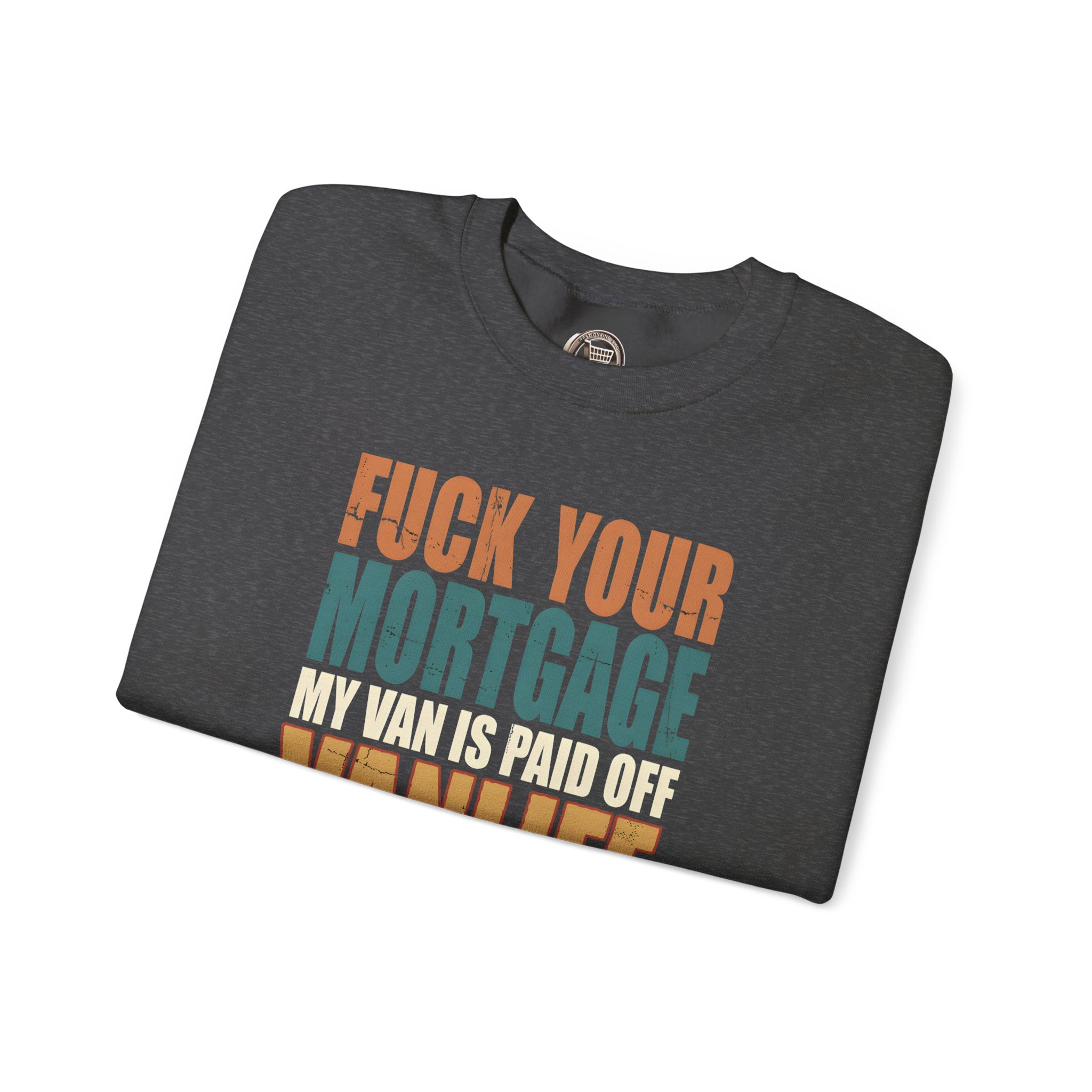Unisex Heavy Blend™ Crewneck Sweatshirt — "Fuck Your Mortgage" Design F**K-Line