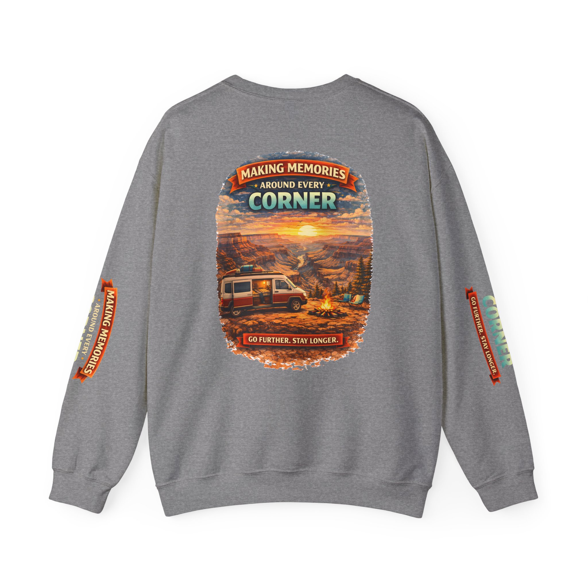 Unisex Heavy Blend™ Crewneck Sweatshirt — "Making Memories Around Every Corner" Design Scenic-Line