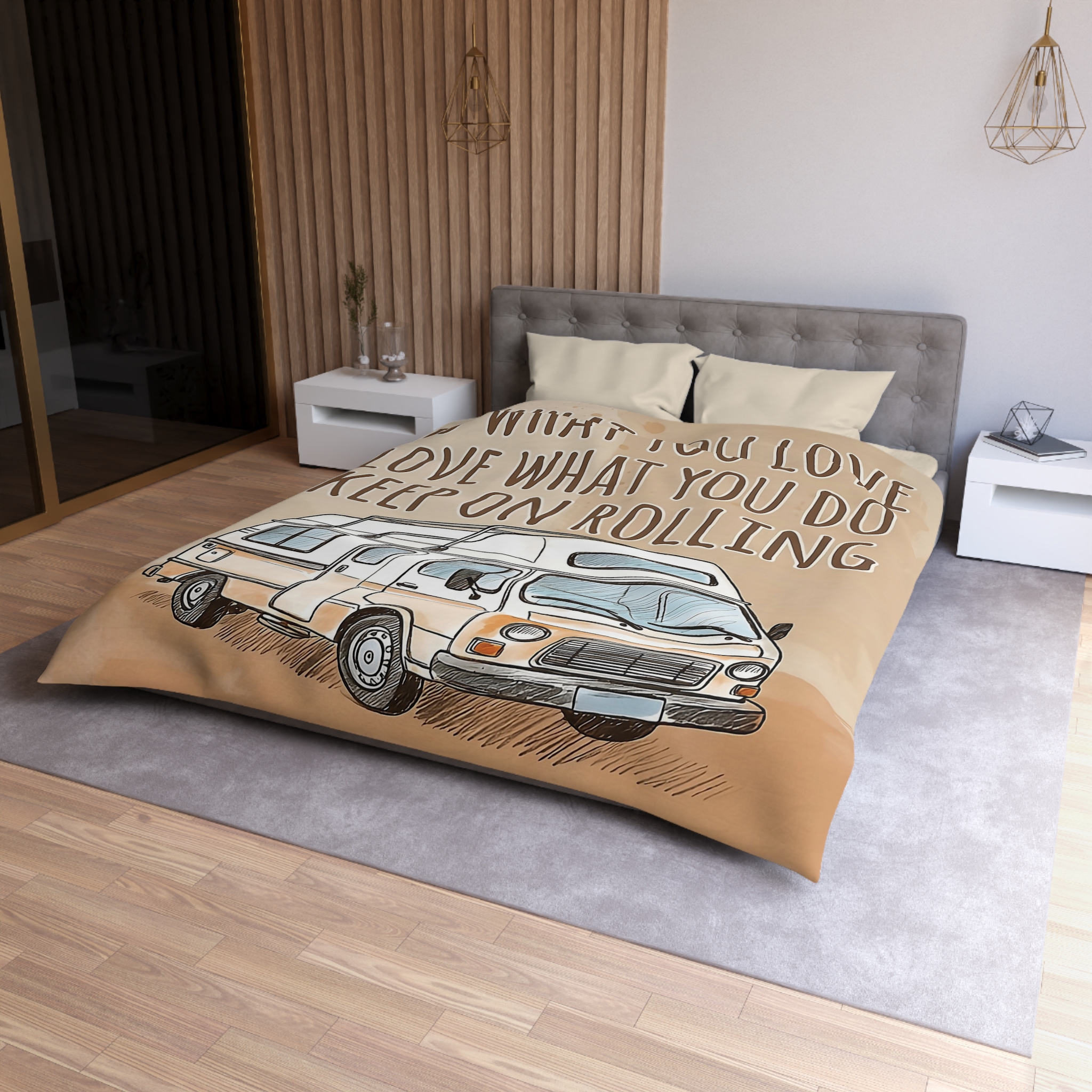 1593331612452111649_2048.jpeg Duvet Cover - 'Do What You Love, Keep On Rolling' Campervan Bedding