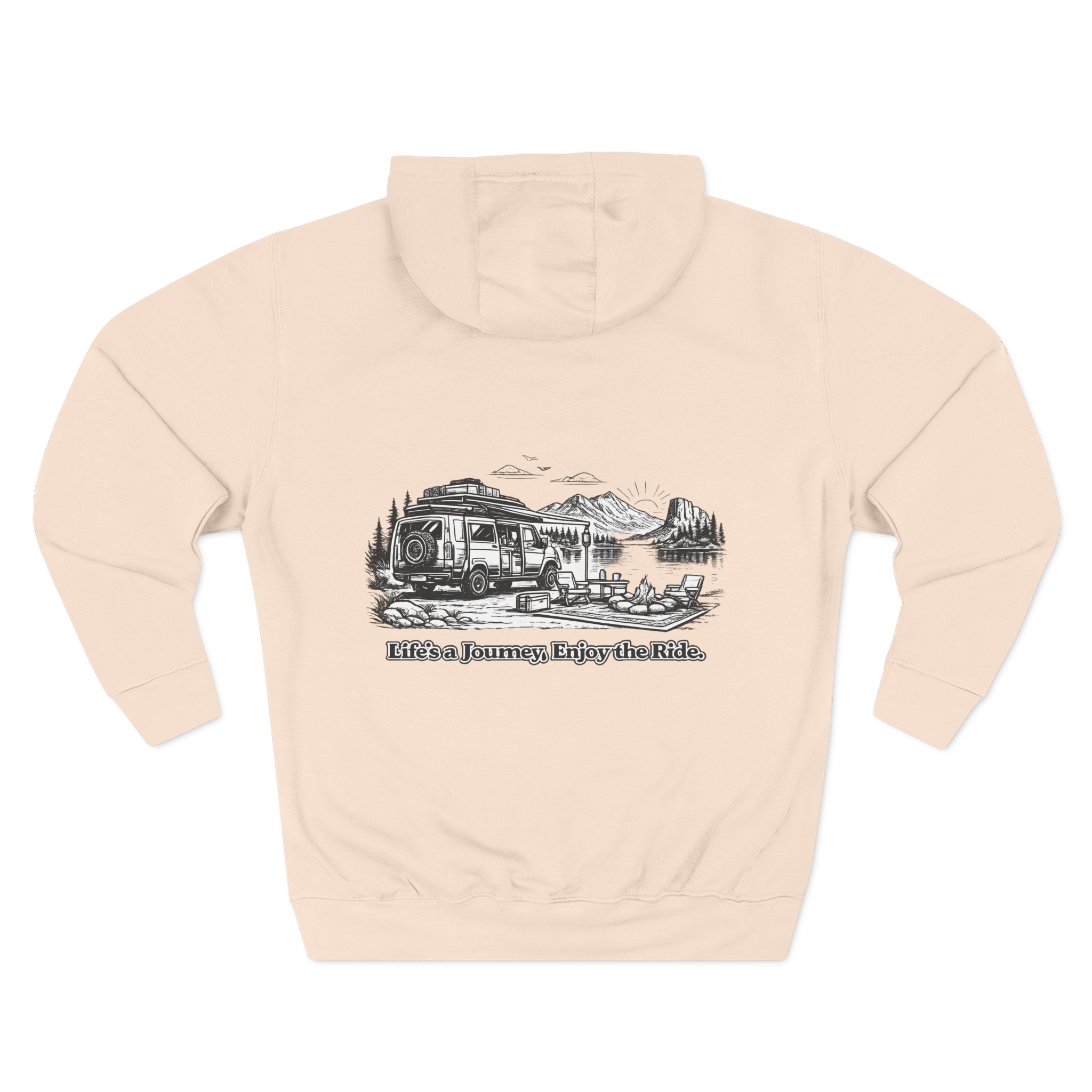 15940132981237318971_2048.jpeg Three-Panel Fleece Hoodie - "Lifes A Journey,Enjoy The Ride" Design Minimal-Line