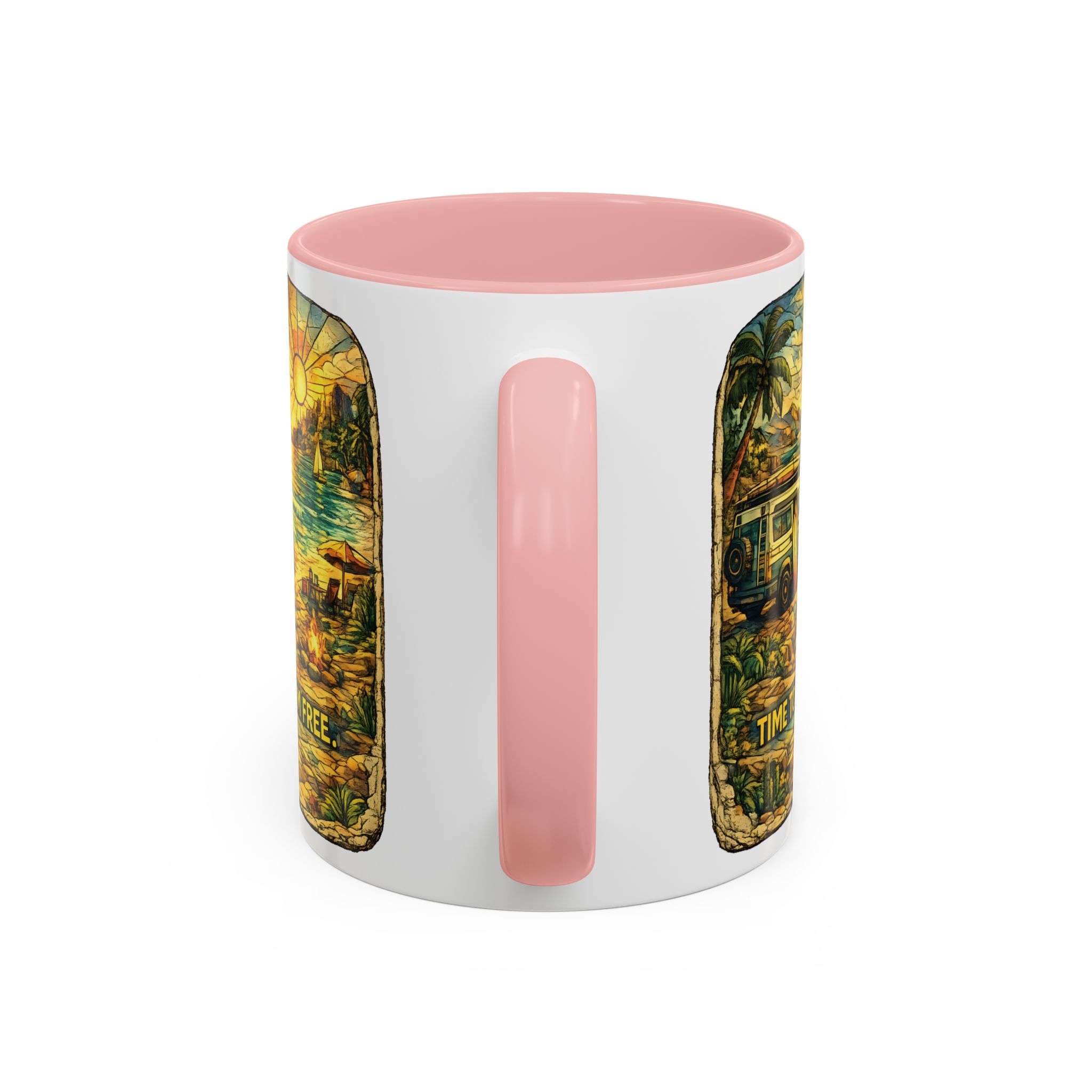 Accent Coffee Mug (11, 15oz) — "Time To Roam Free" Design Cubic-Line