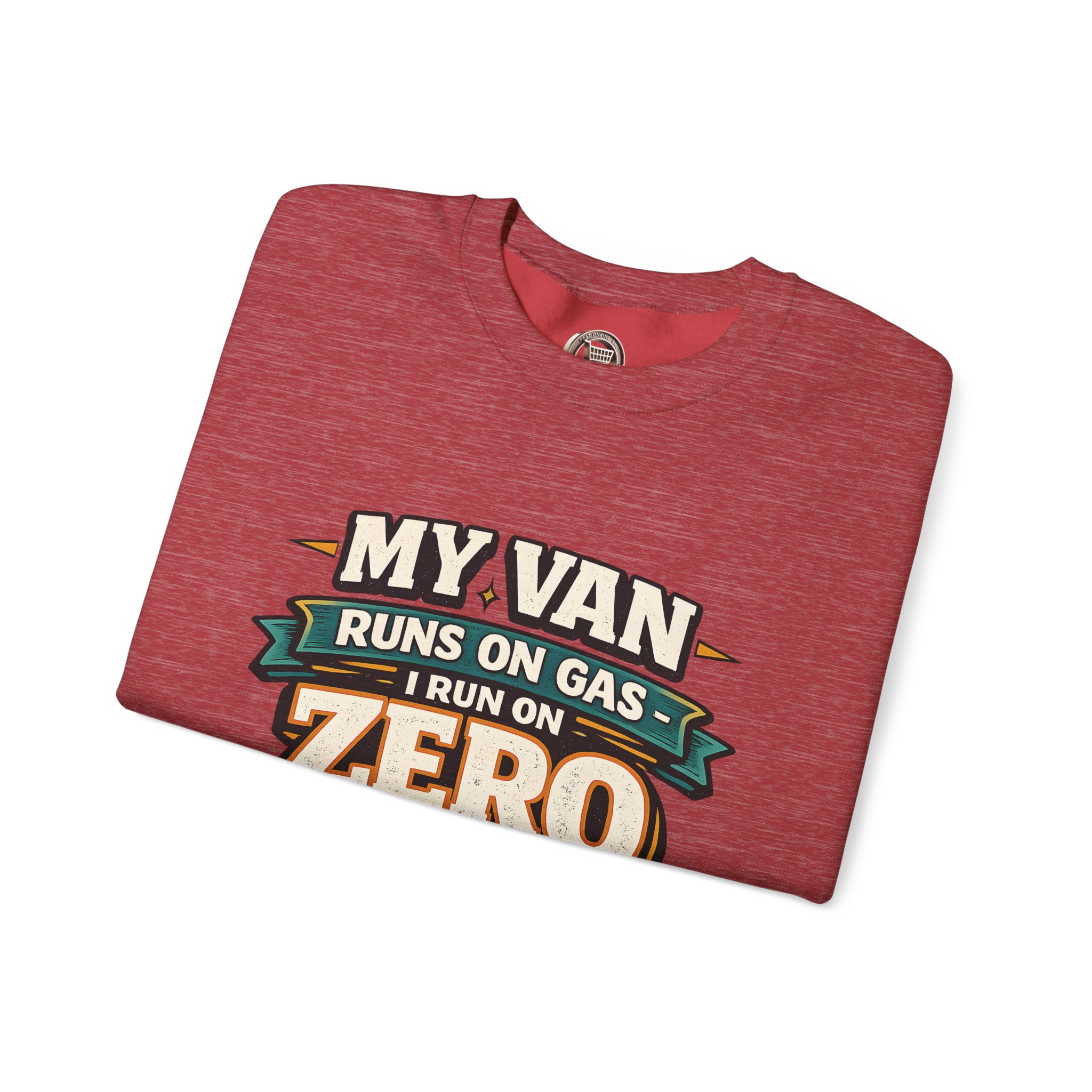Unisex Heavy Blend™ Crewneck Sweatshirt — "My Van Runs On Gas" Design F**K-Line