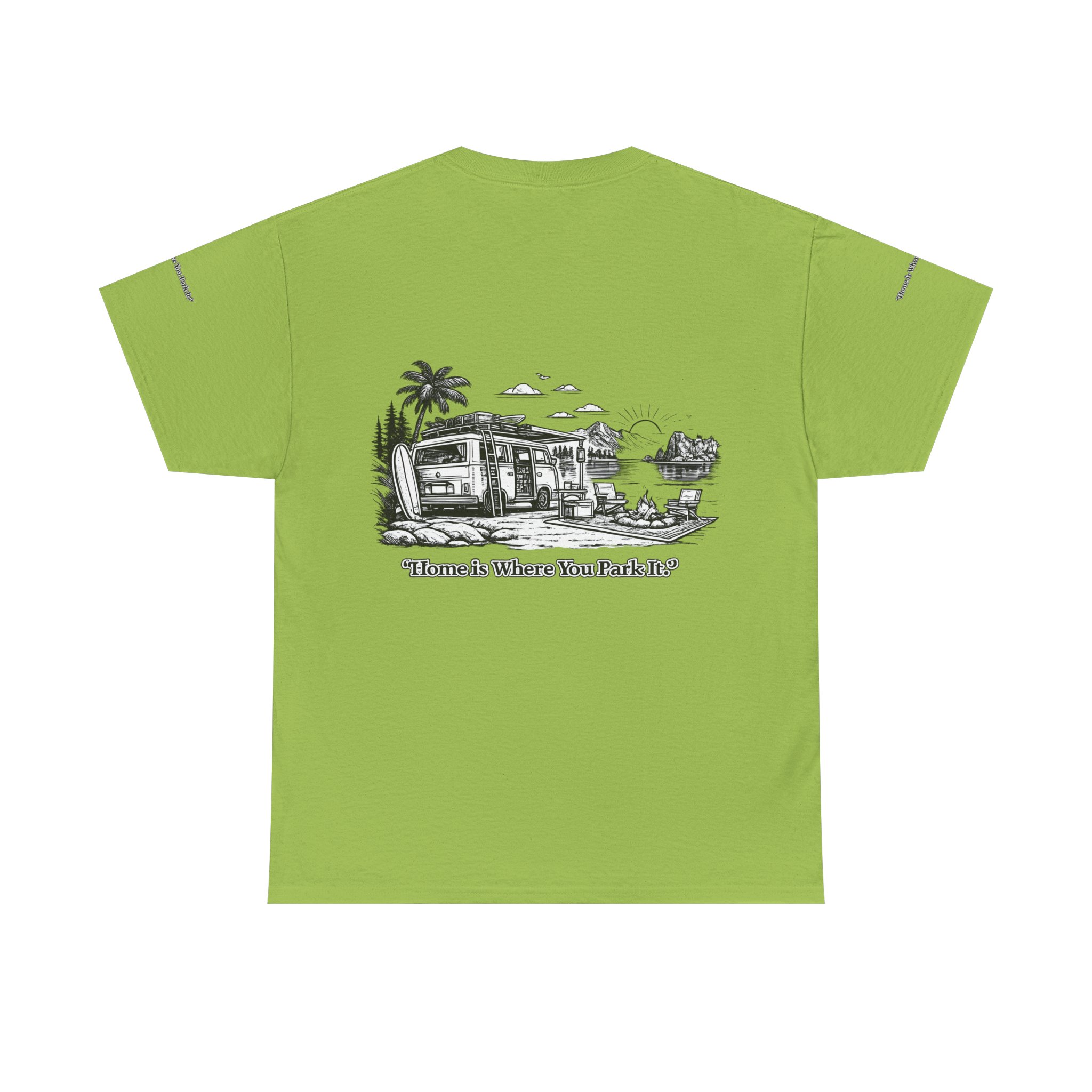 15944509129183328767_2048.jpeg Unisex Heavy Cotton Tee — "Home Is Where You Park It" Design Minimal-Line