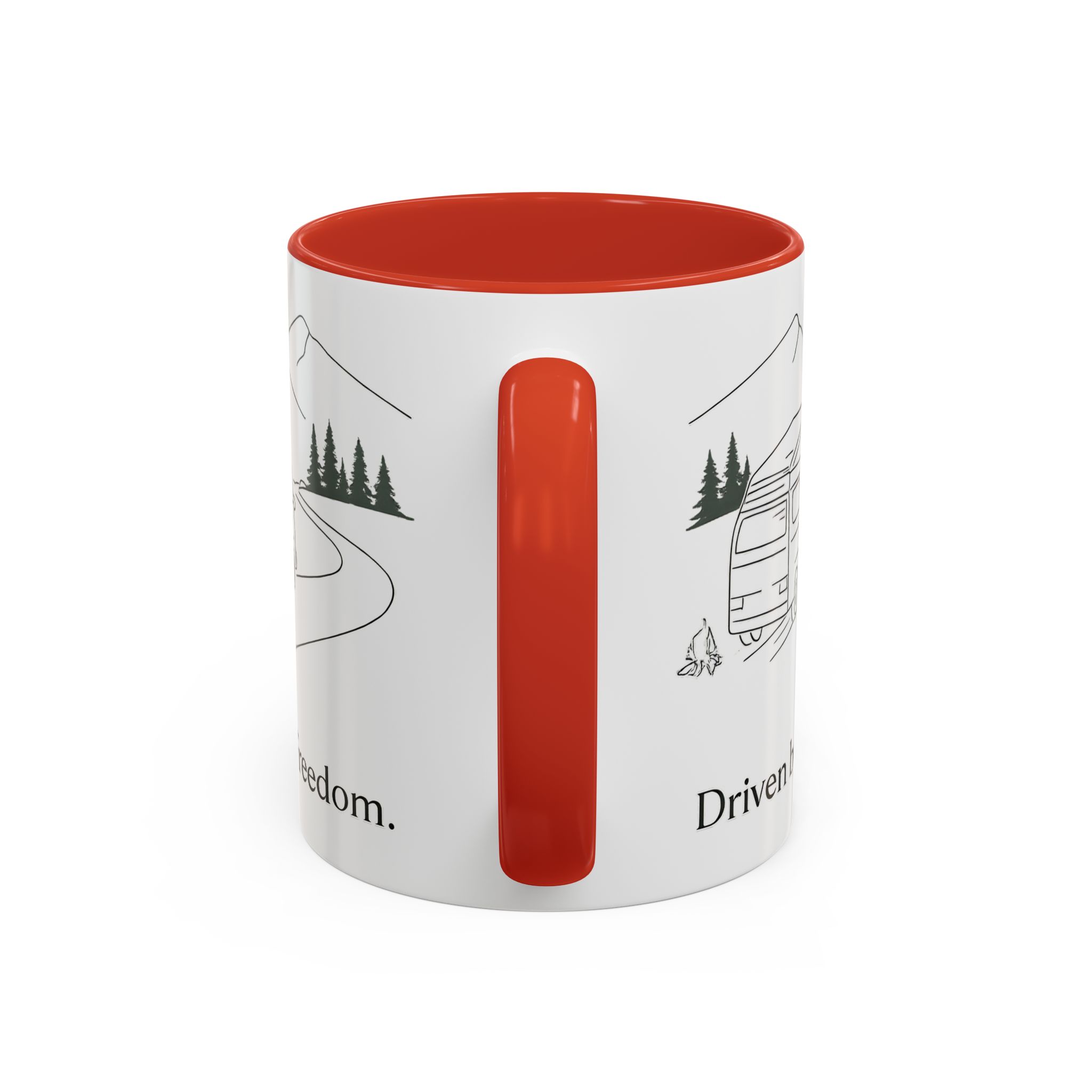 Accent Coffee Mug (11, 15oz) — "Driven By Freedom" Design Minimal-Line