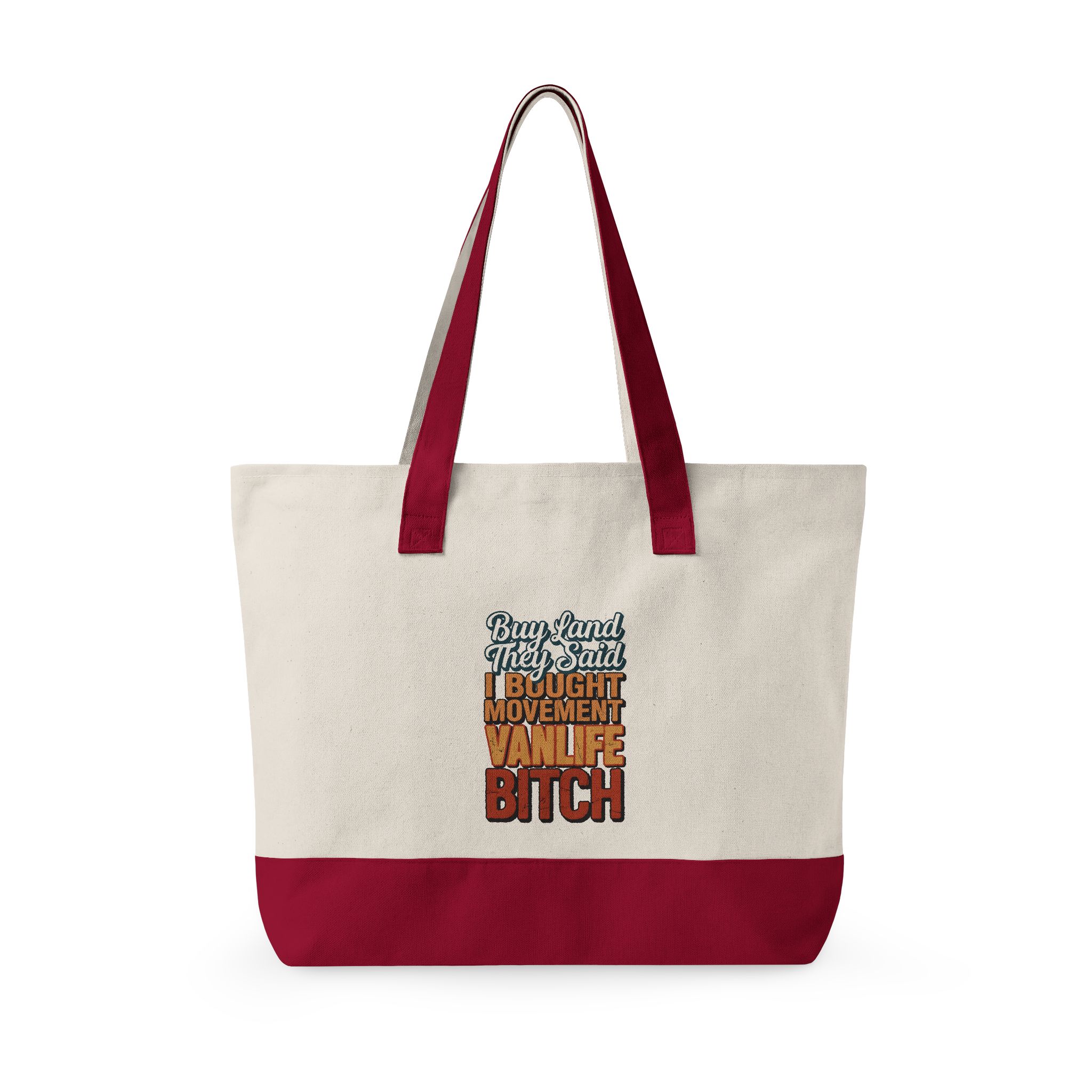 Zippered Canvas Tote — "Buy Land They Said" (Design F**K-Line)