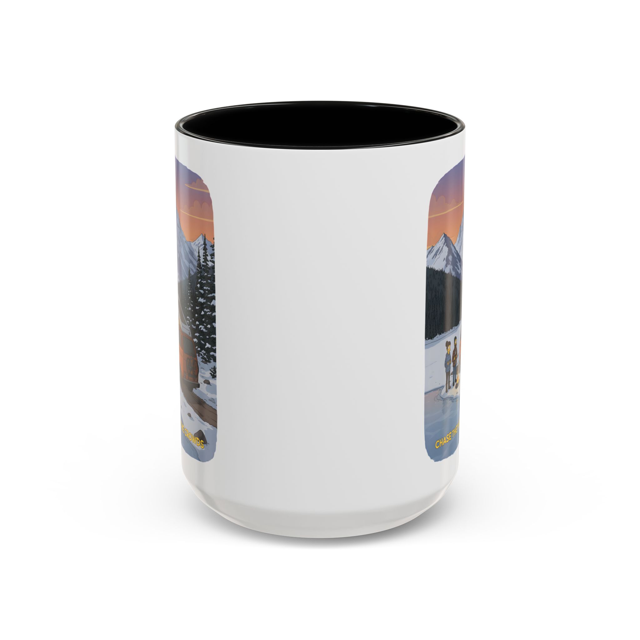 Accent Coffee Mug (11, 15oz) — "Chase The Views-Not The Crowds"" Design Sitcom-Line