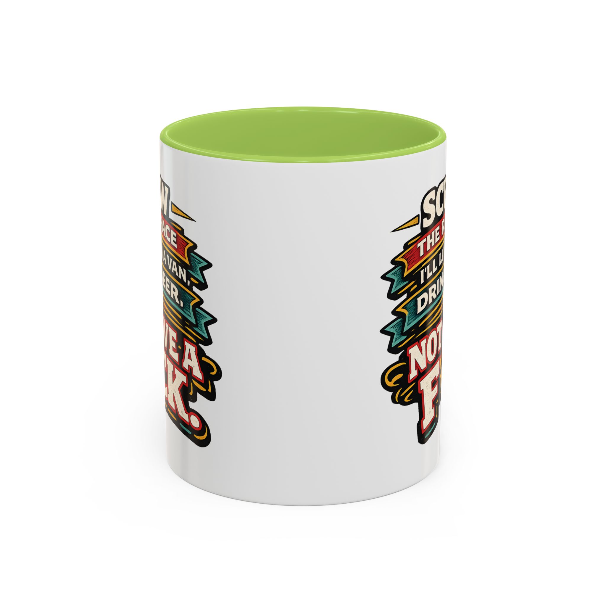 Accent Coffee Mug (11, 15oz) — "Screw The Rat Race" Design F**K-Line