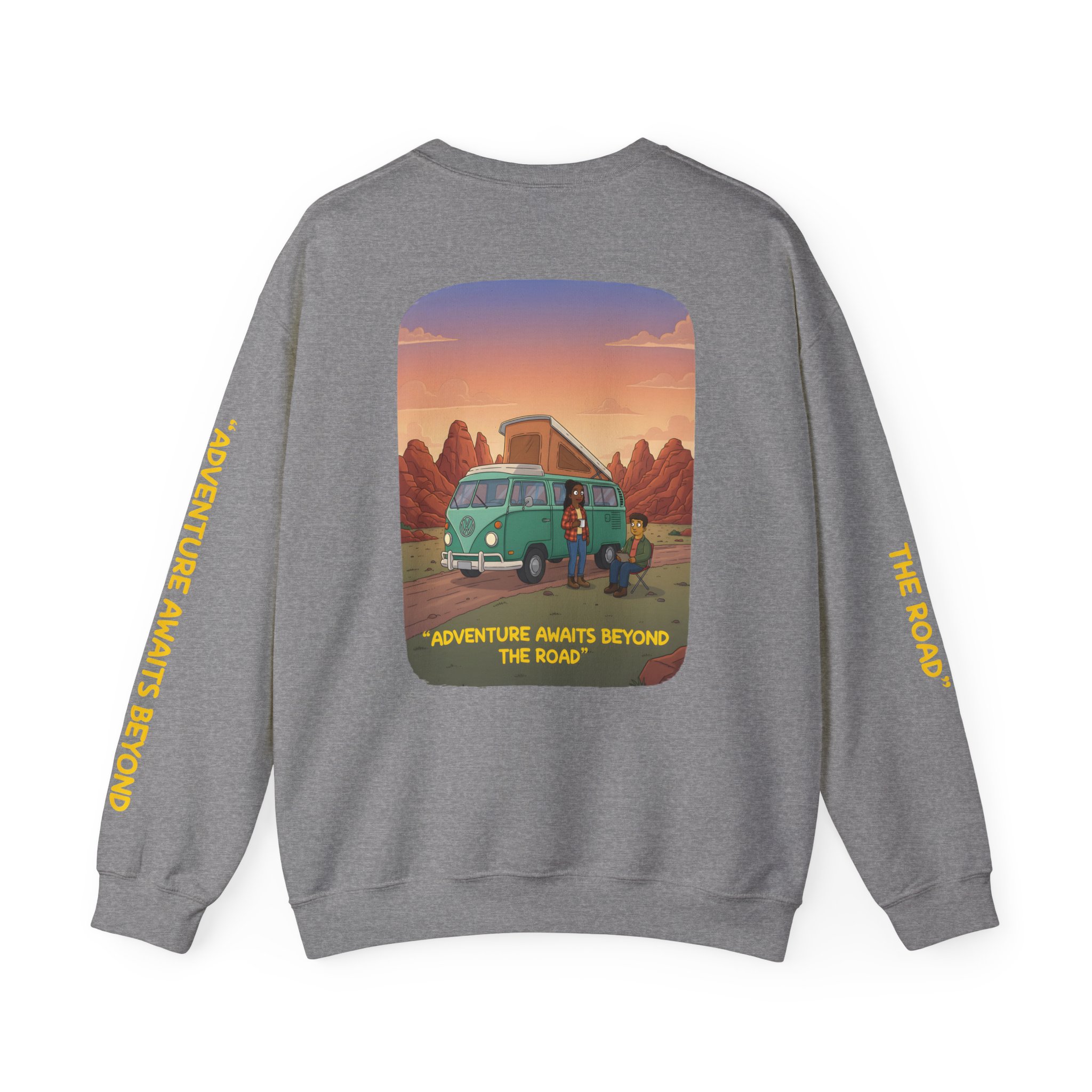 15955874641030232652_2048.jpeg Unisex Heavy Blend™ Crewneck Sweatshirt — "Adventure Awaits Beyond The Road" Design Sitcom-Line